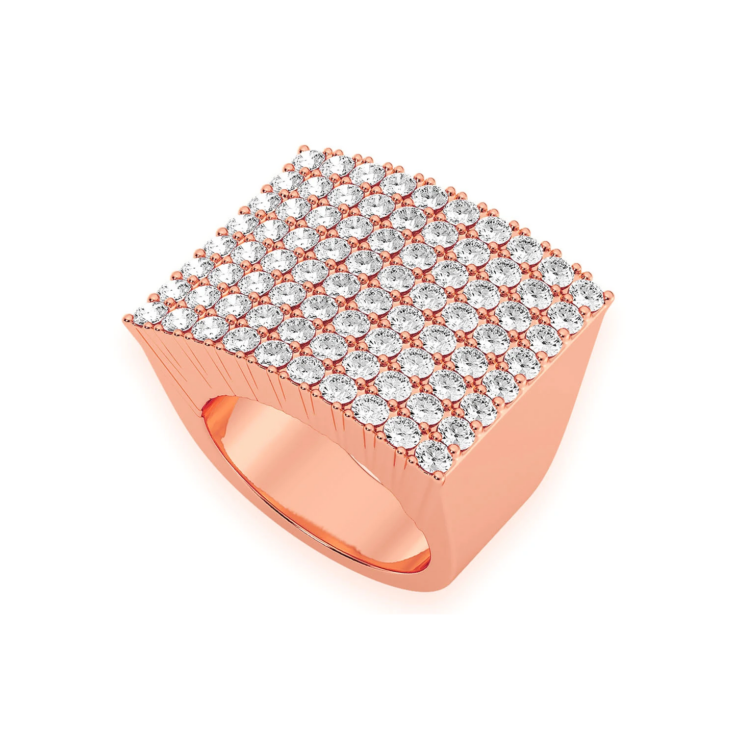 Square Signet Diamond Ring in 14K rose gold, front view