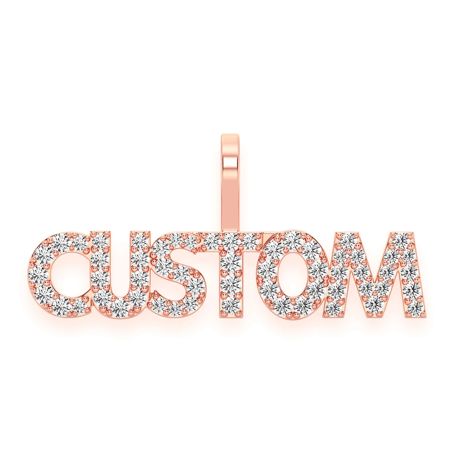 Mini Custom Diamond Nameplate Pendant in 14K rose gold, front view