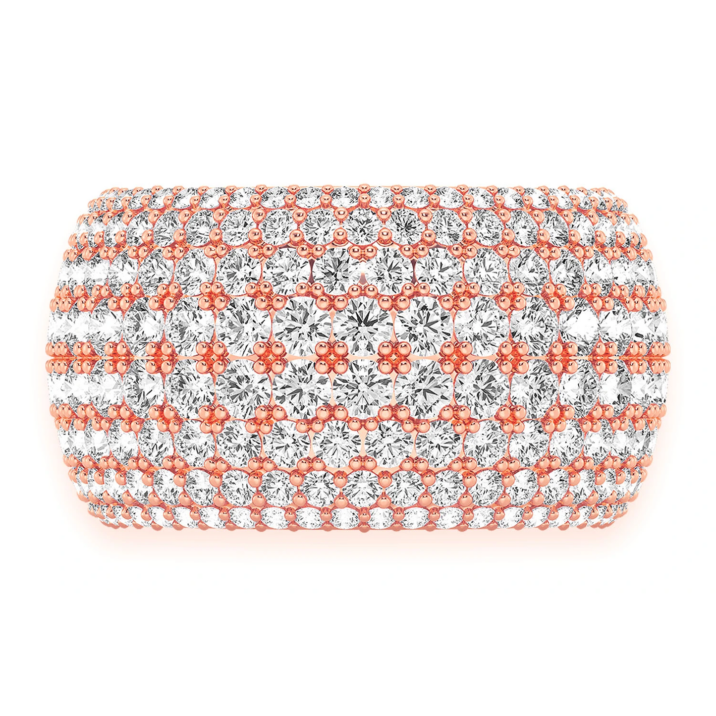 Eight Row Wide Shape Band Ring in 14K rose gold, front view