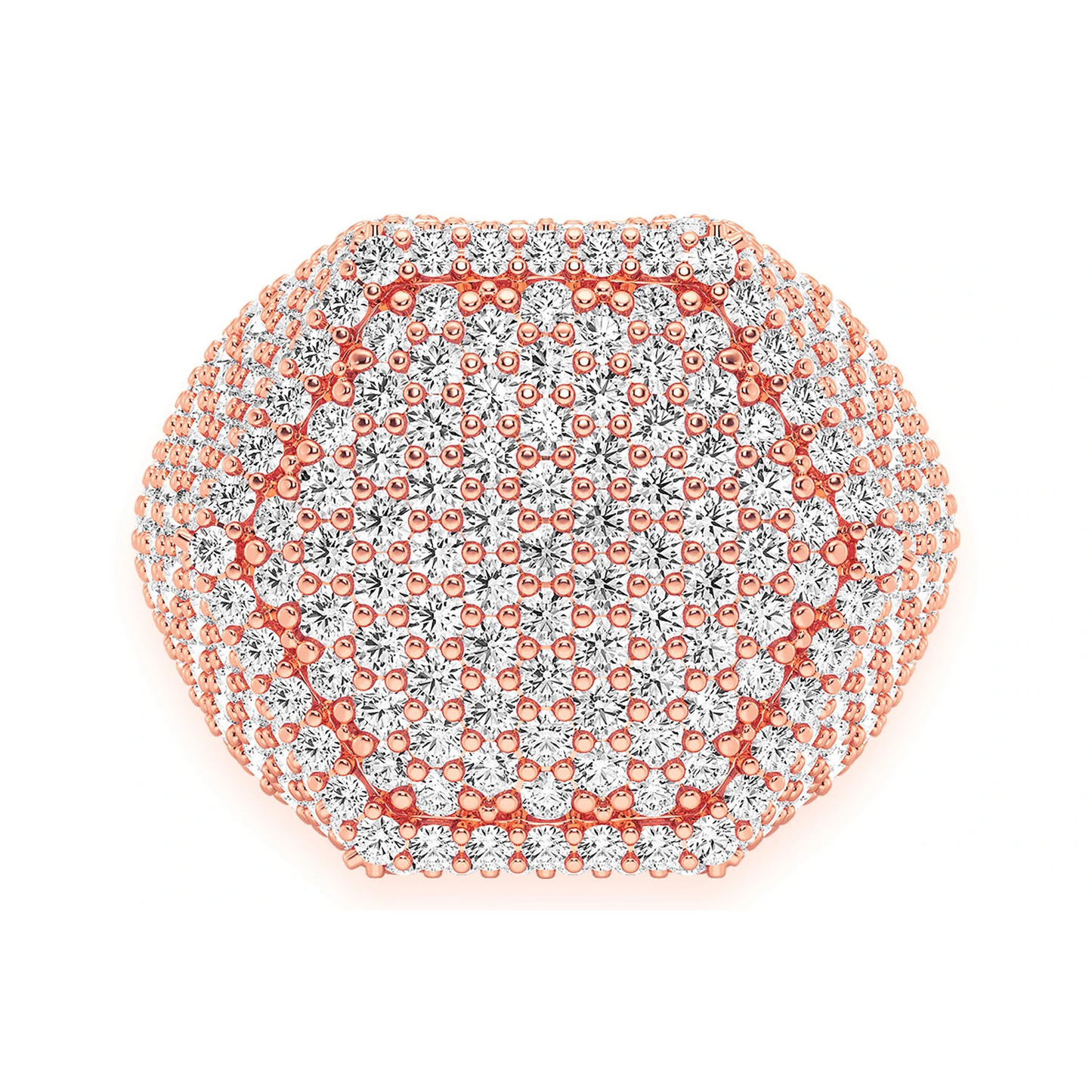 Hexagon Diamond Signet Ring in 14K rose gold, front view