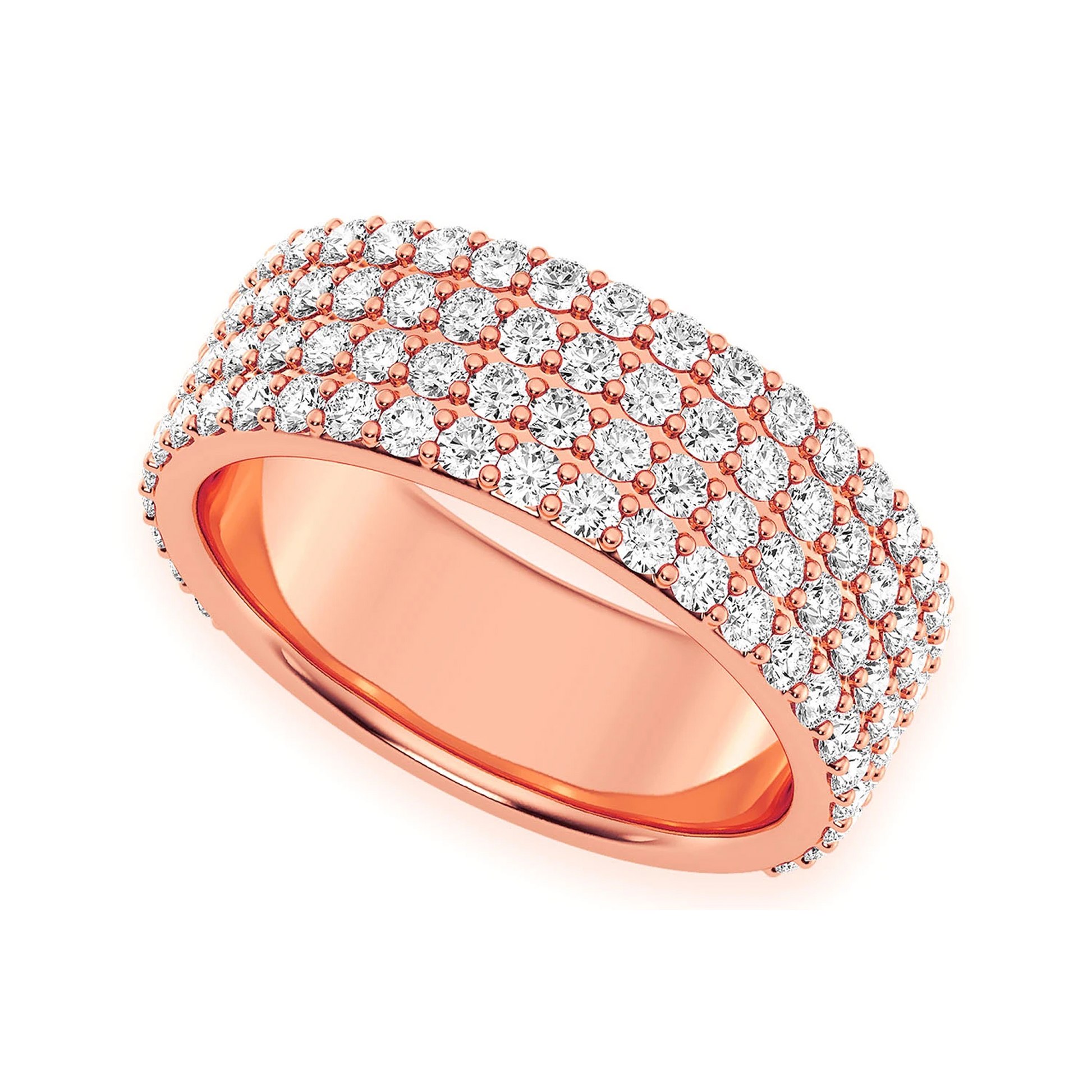 Four Row Band Ring in 14K rose gold, angled view