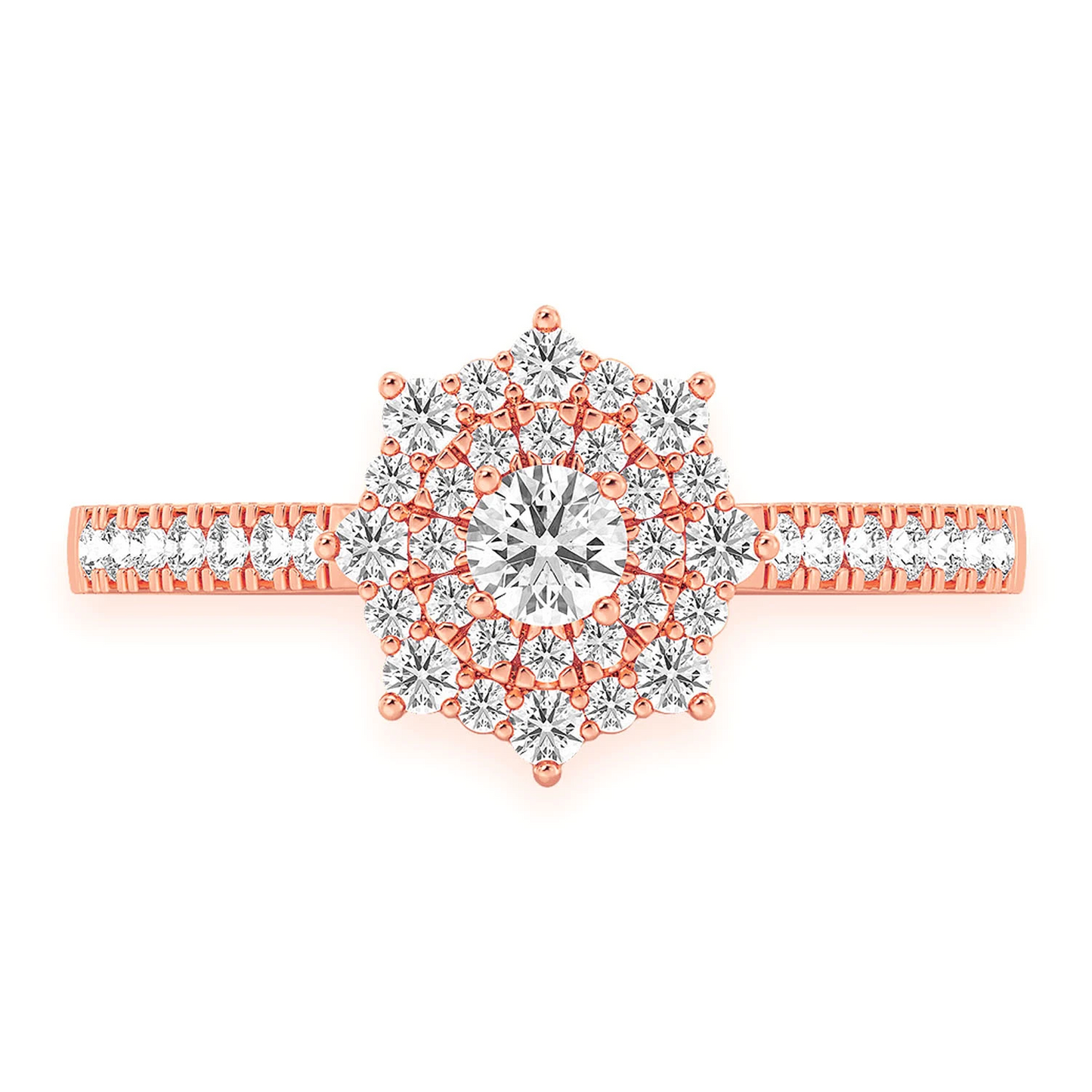 Single Band Diamond Engagement Ring in 14K rose gold, front view