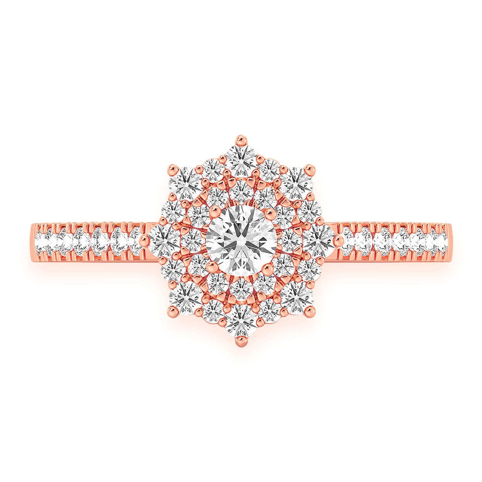 Single Band Diamond Engagement Ring in 14K rose gold, front view
