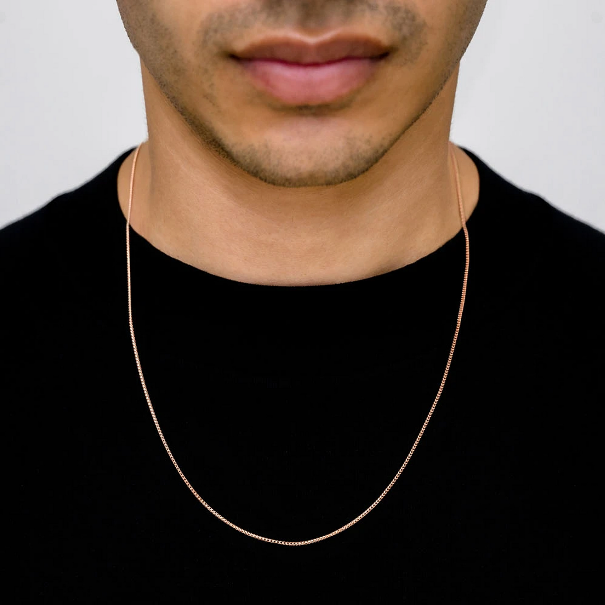 Franco Gold Chain in 14K rose gold, 1mm width, alternate view