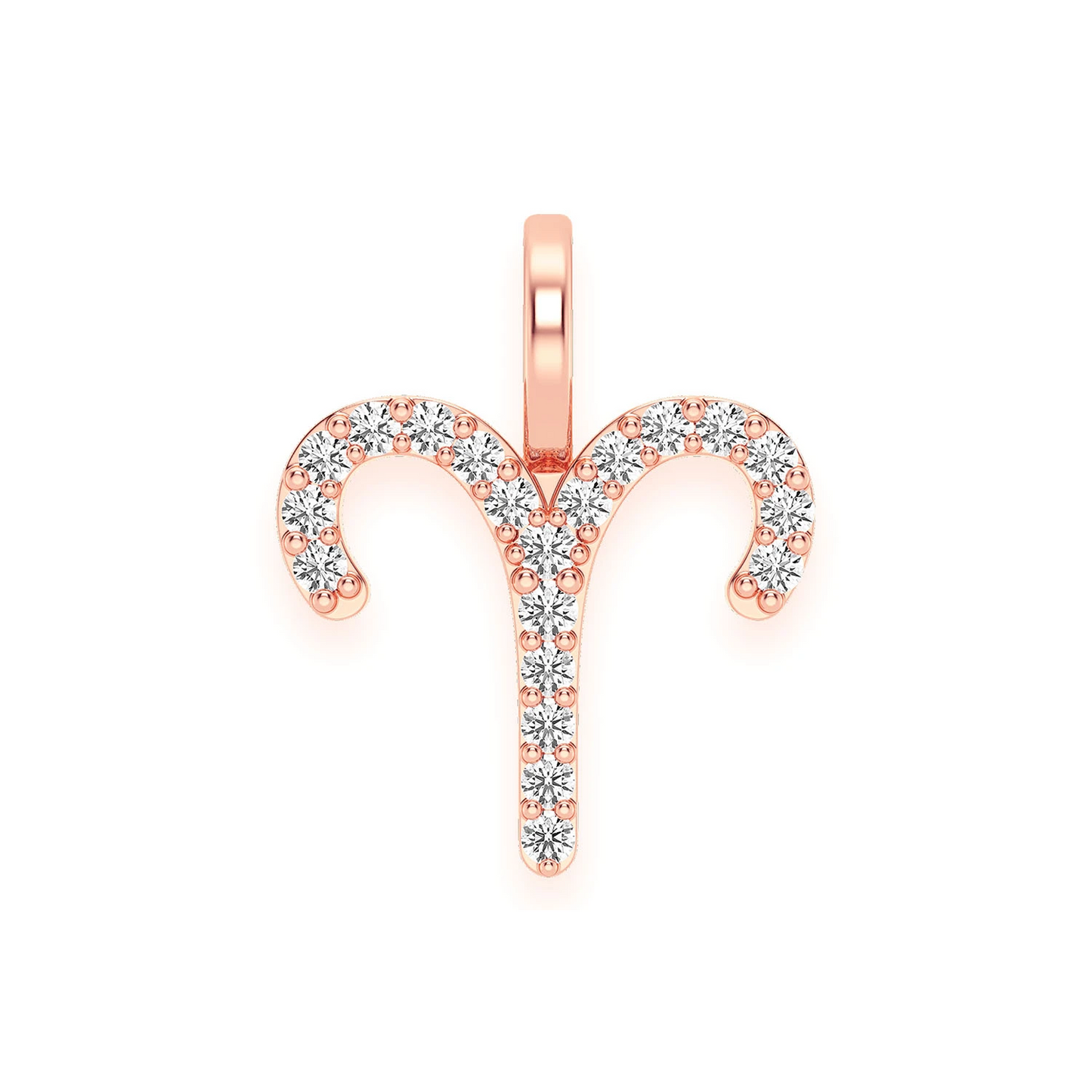 Astrology Zodiac Diamond Pendant in 14K rose gold, Aries design, front view