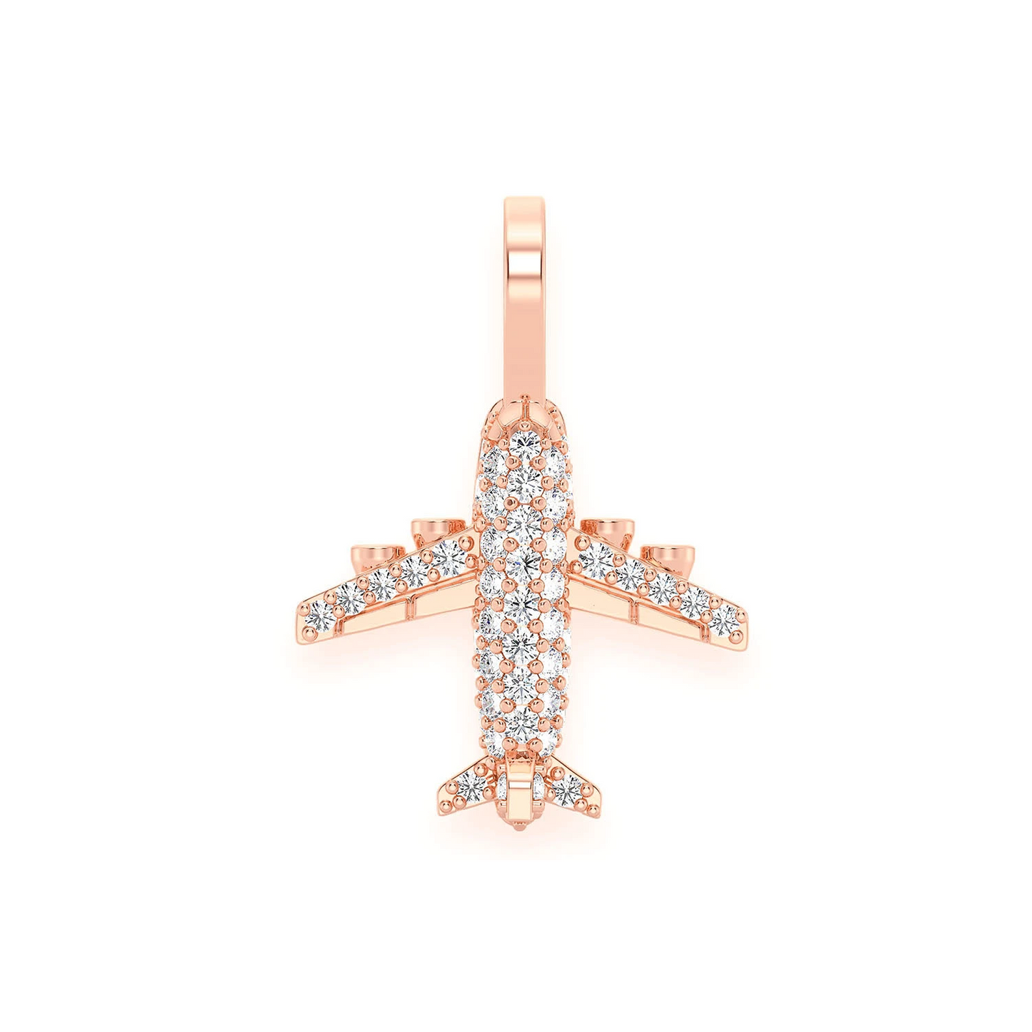 Airplane Diamond Pendant in 14K rose gold, front view