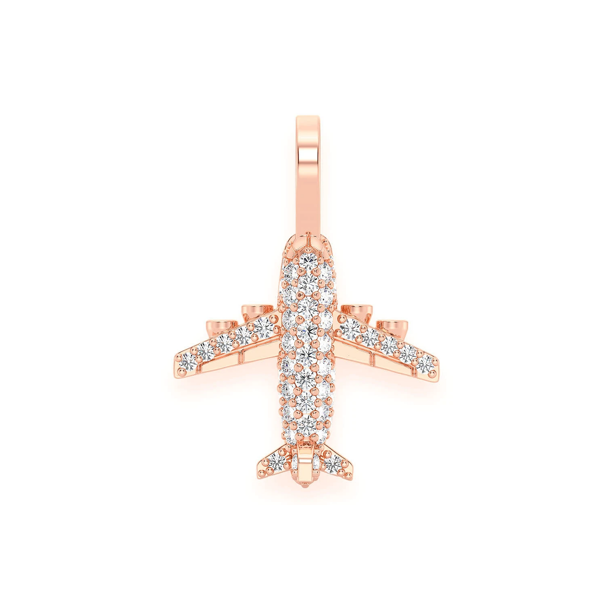 Airplane Diamond Pendant in 14K rose gold, front view