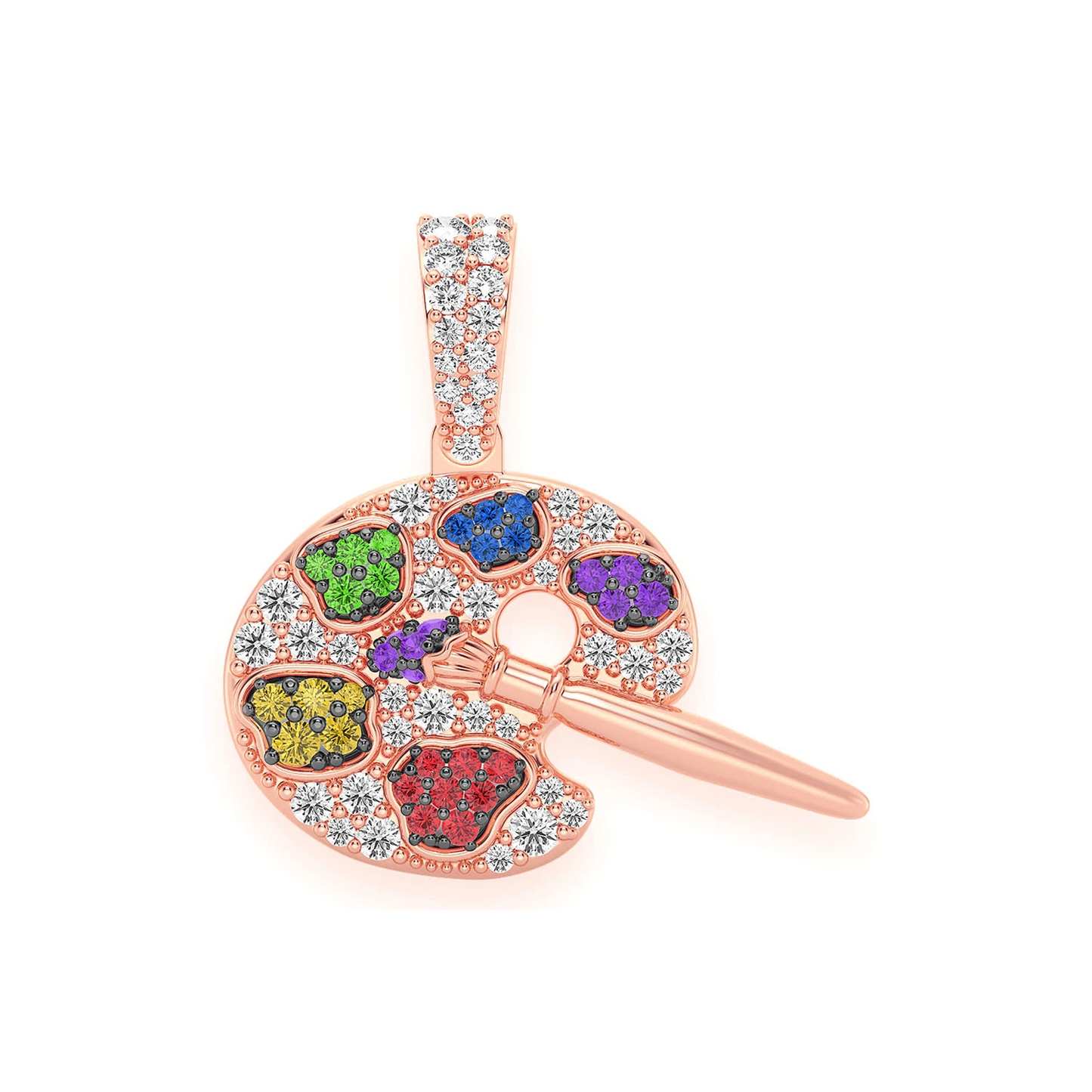 Artist Palette Diamond Pendant in 14K rose gold, front view