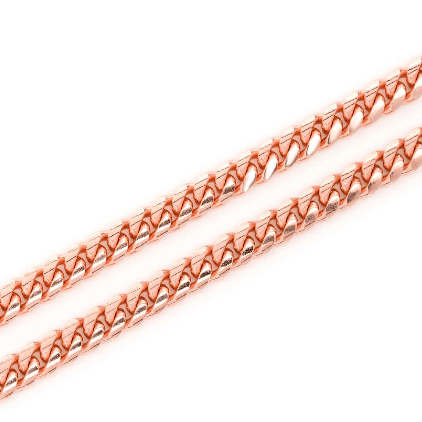 Miami Cuban Gold Chain in 14K rose gold, 3mm width, detail view