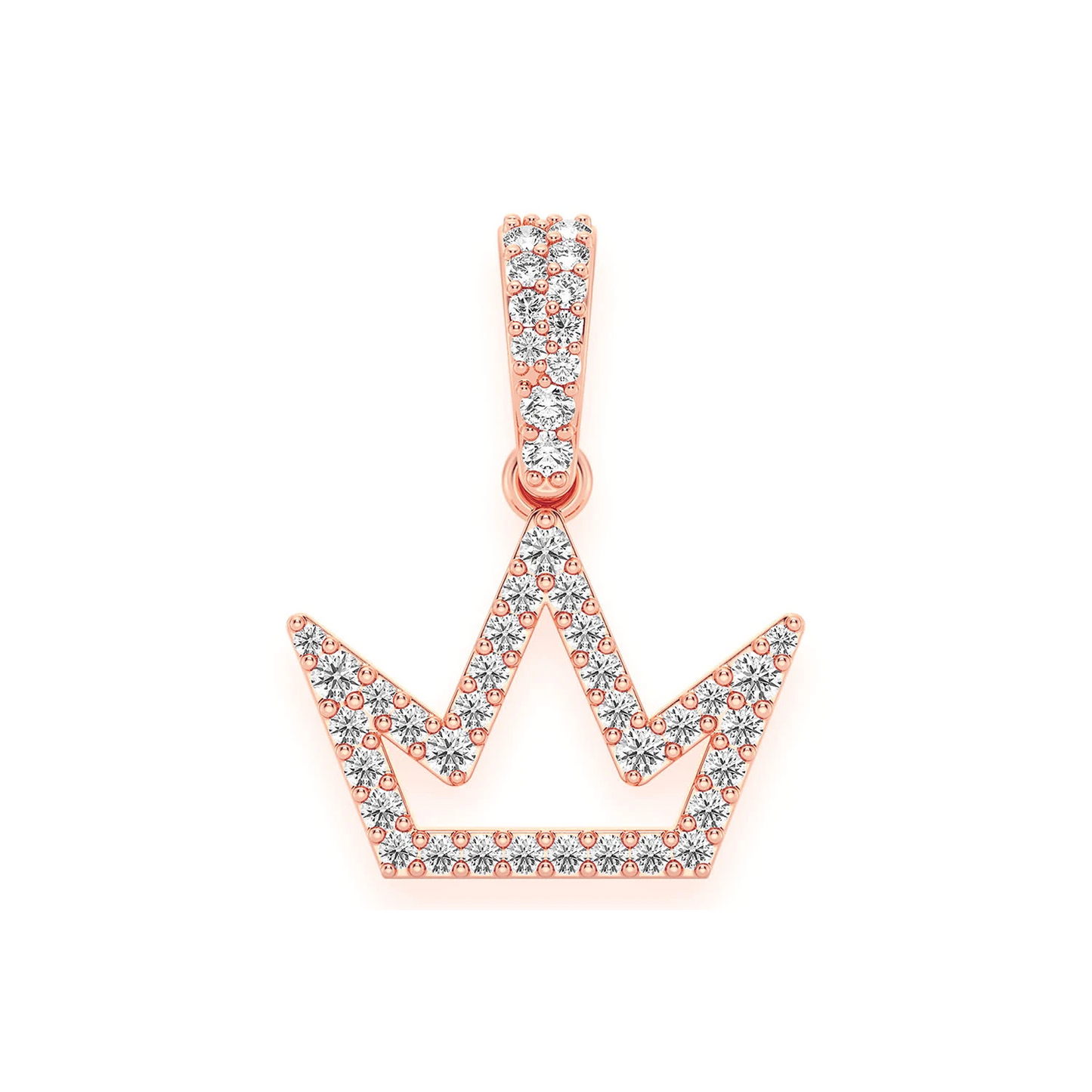 Open Crown Diamond Pendant in 14K rose gold, front view