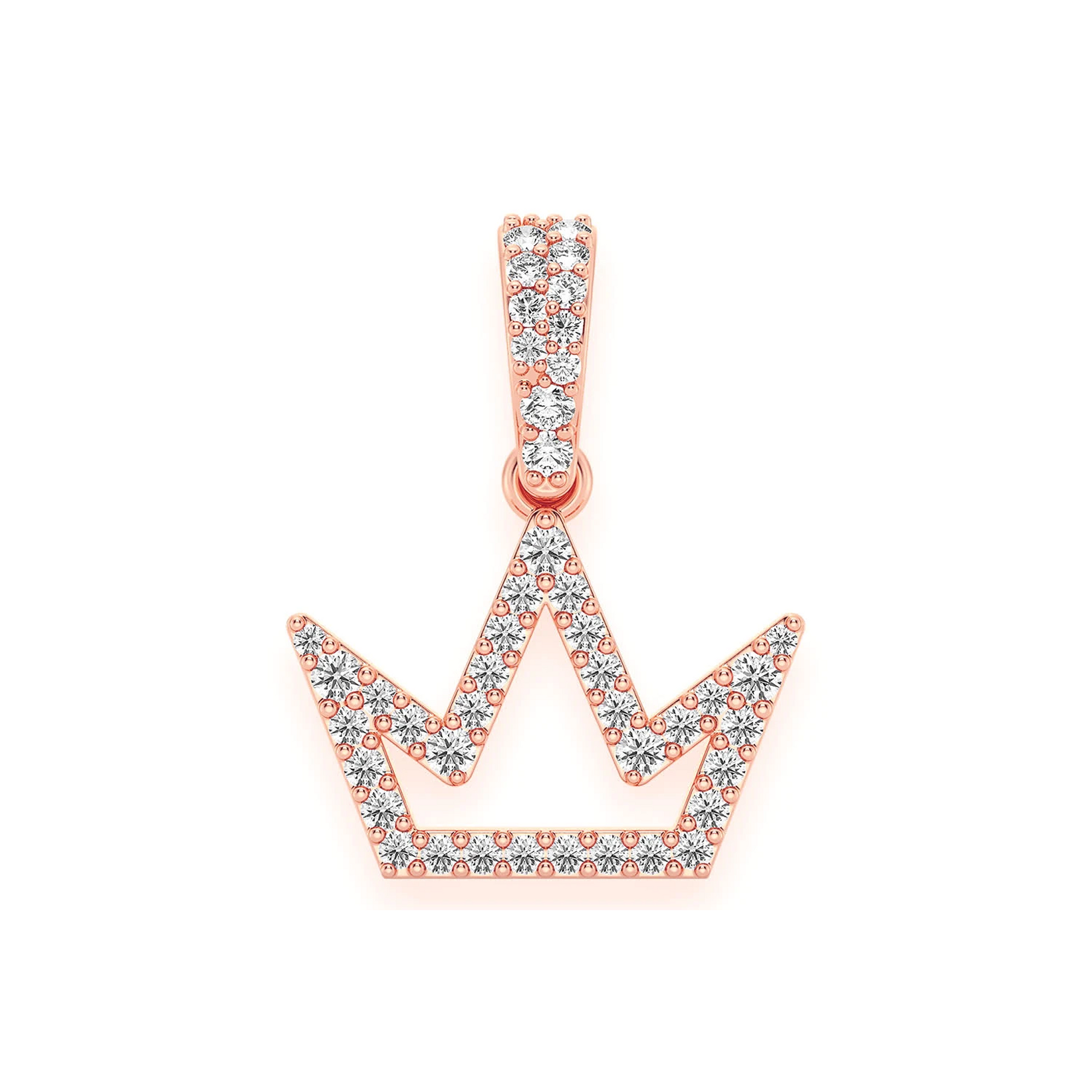 Open Crown Diamond Pendant in 14K rose gold, front view