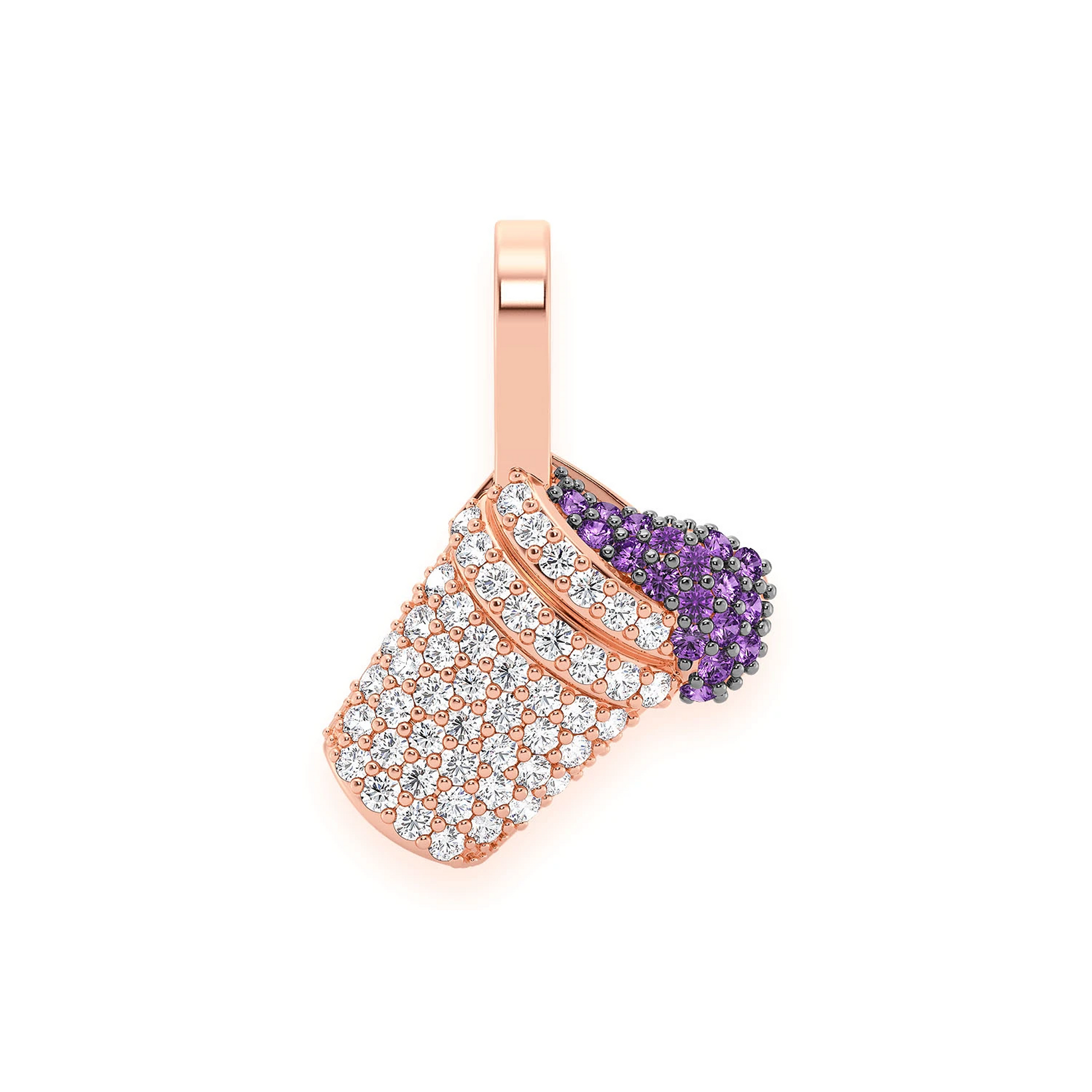 Double Cup Diamond Pendant in 14K rose gold, front view