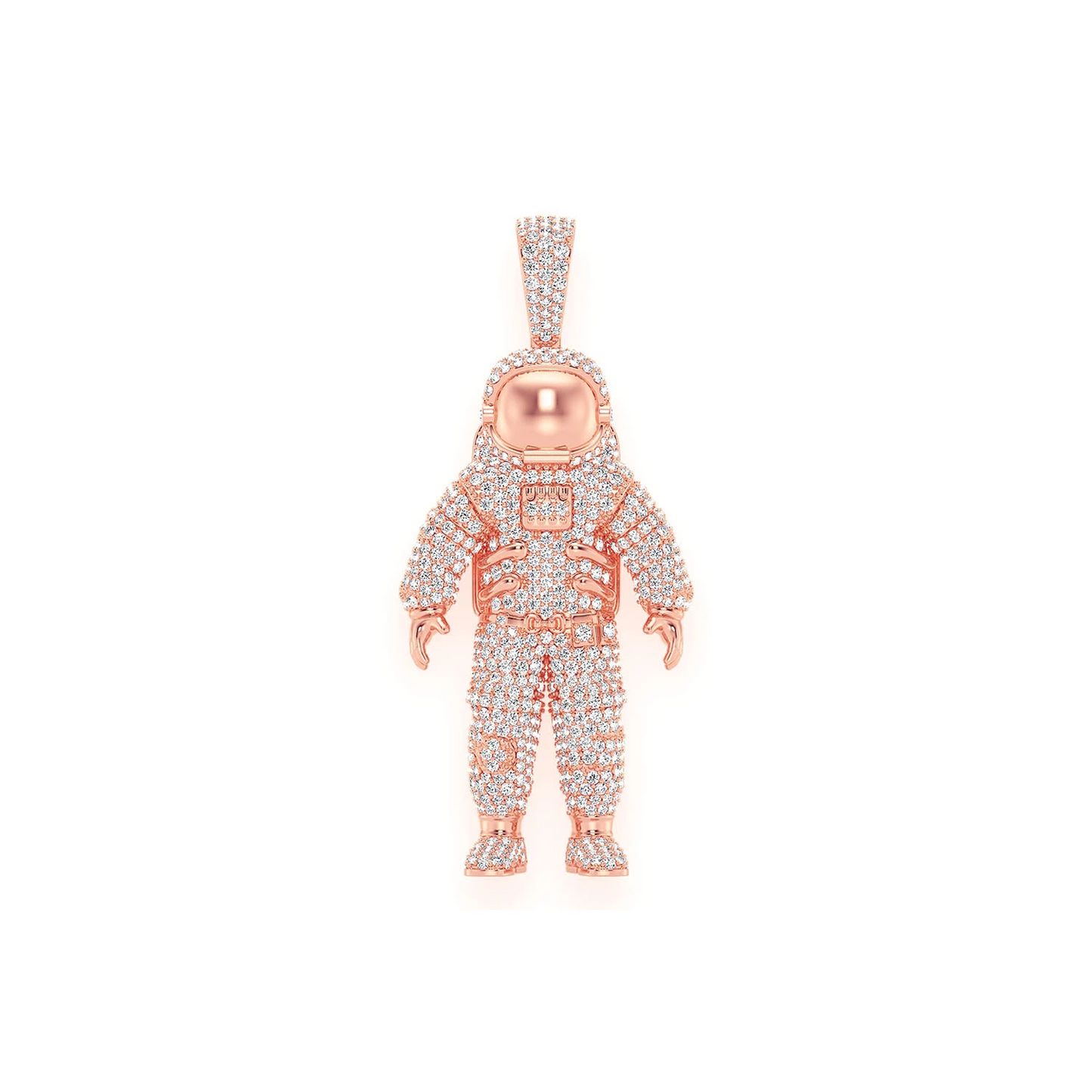 Astronaut Diamond Pendant in 14K rose gold, Statement | 4.25ctw, front view