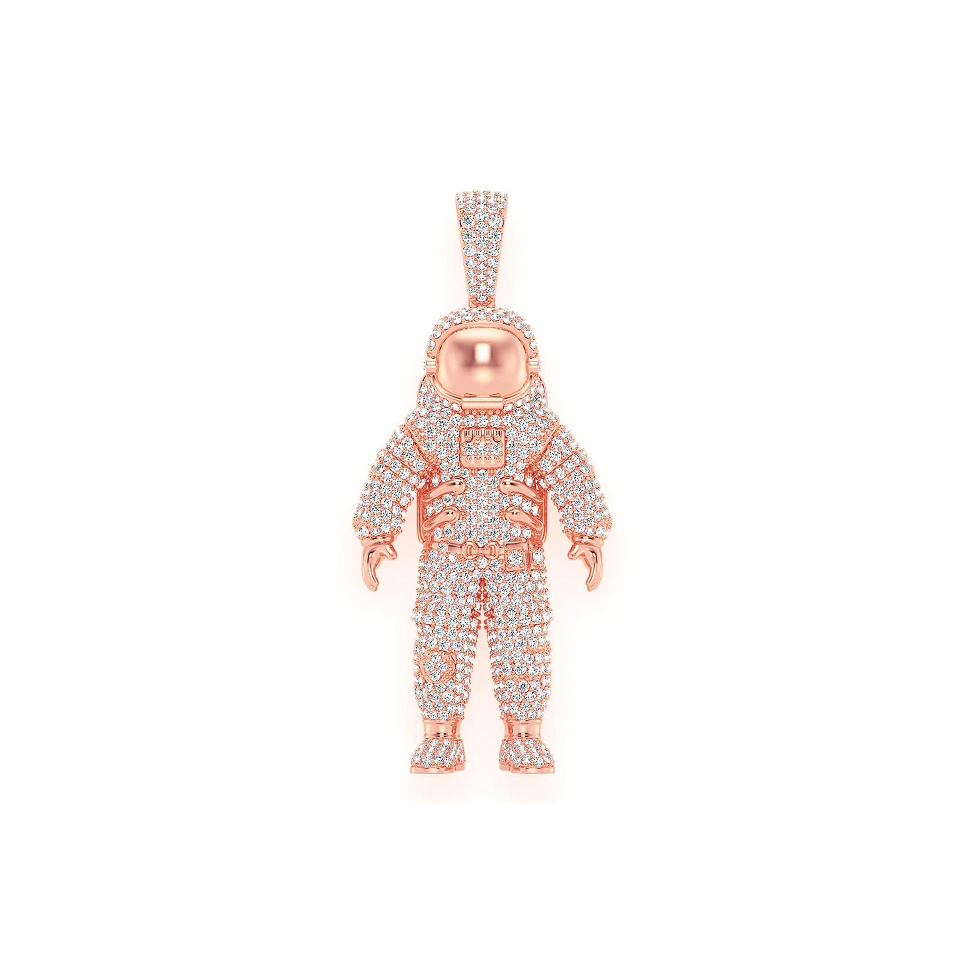 Astronaut Diamond Pendant in 14K rose gold, Statement | 4.25ctw, front view