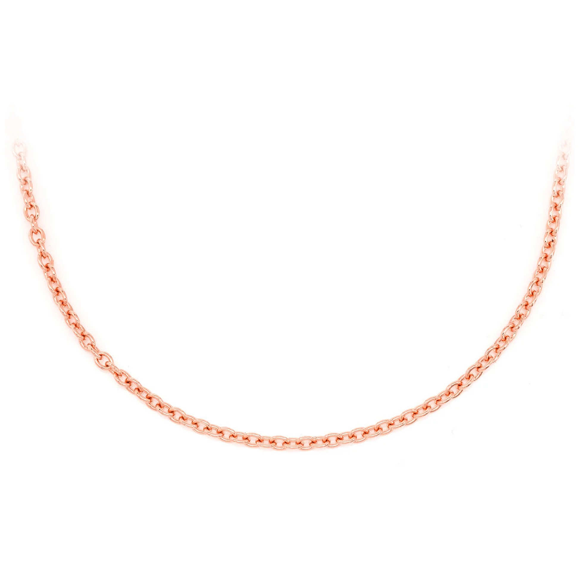 Rolo Gold Chain in 14K rose gold, 2mm width, front view