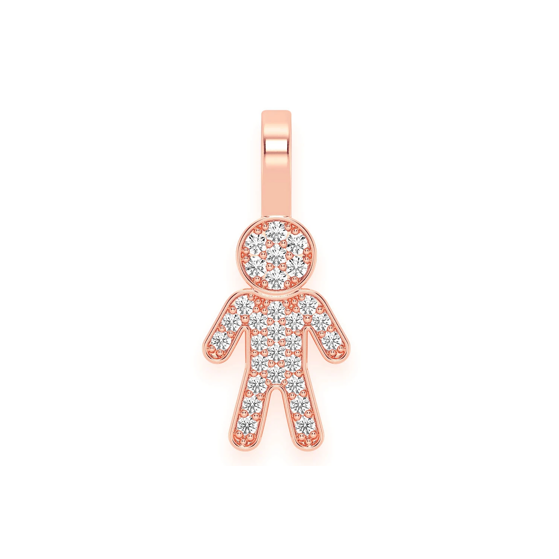 Boy Diamond Pendant in 14K rose gold, front view