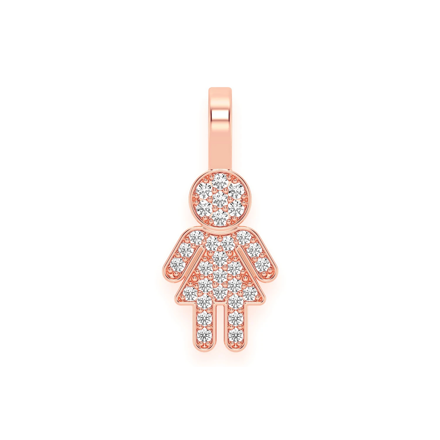 Girl Diamond Pendant in 14K rose gold, front view