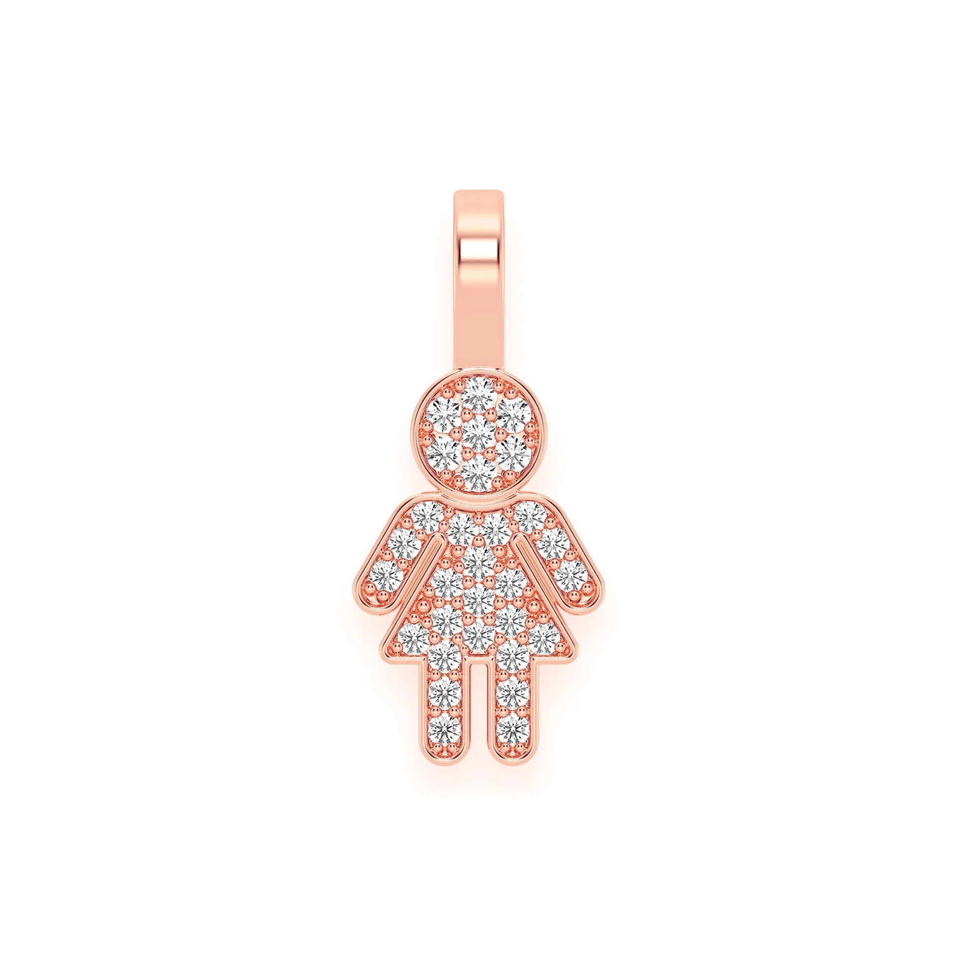 Girl Diamond Pendant in 14K rose gold, front view