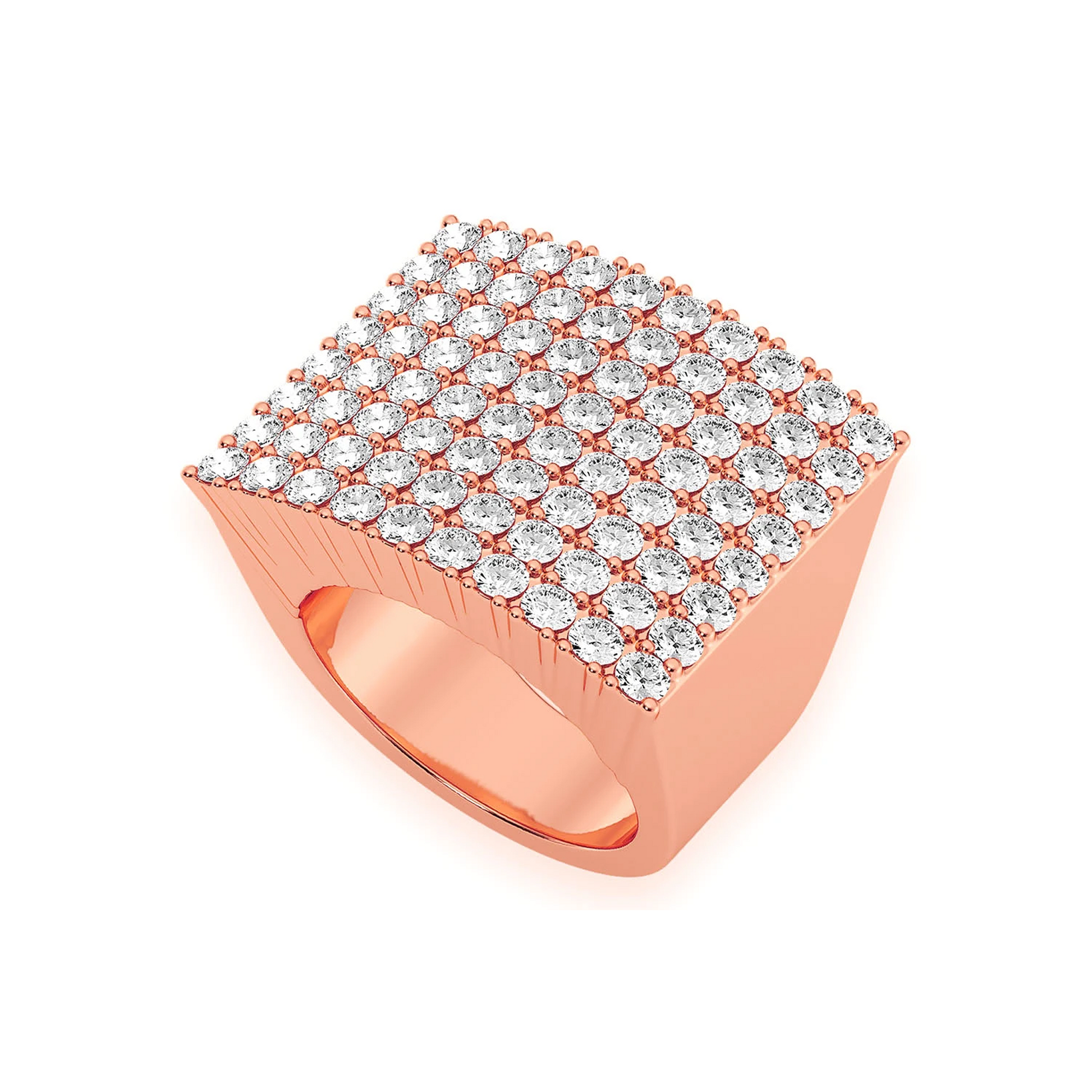 Square Dome Diamond Ring in 14K rose gold, front view