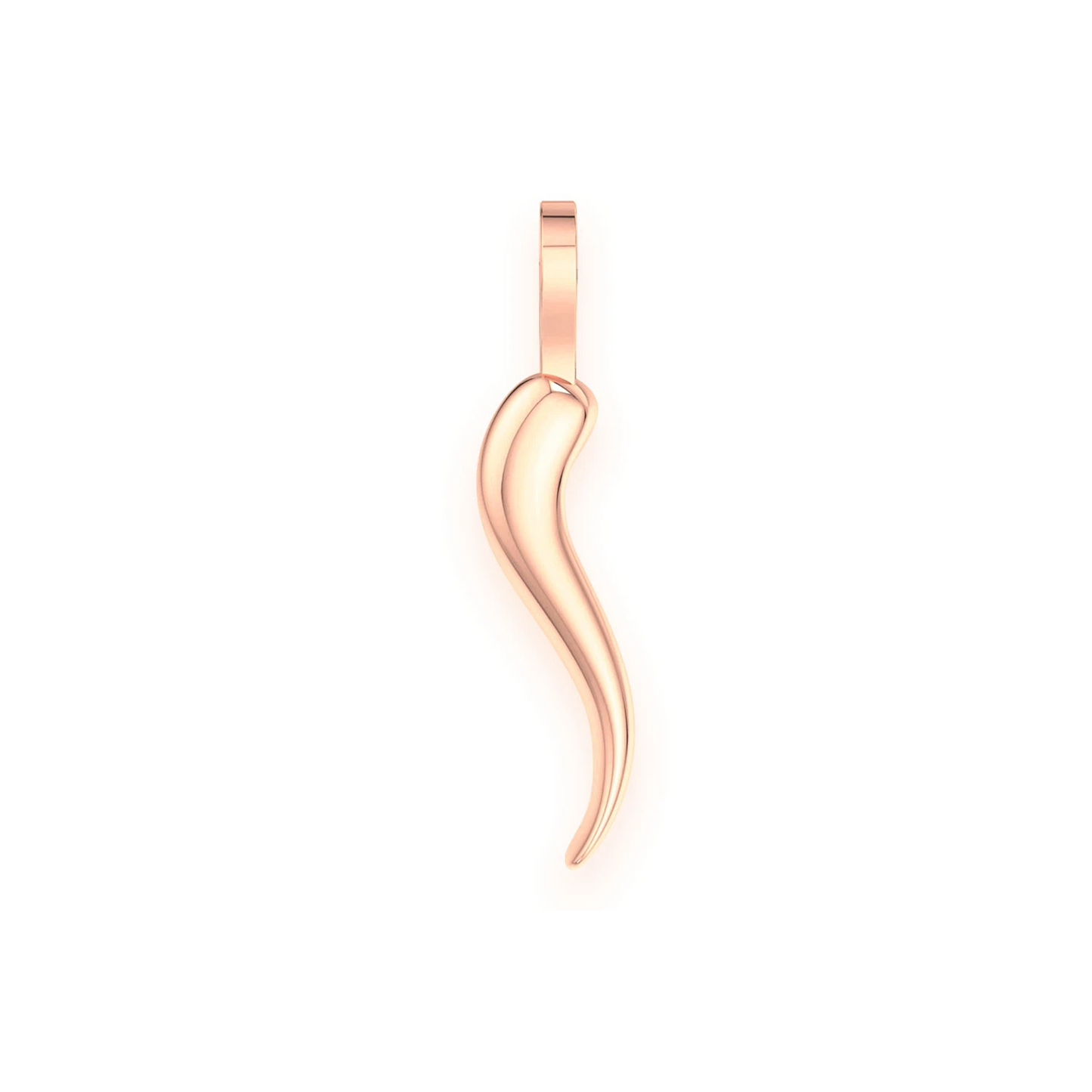 Italian Horn Diamond Pendant in 14K rose gold, Pure | Solid Gold, front view