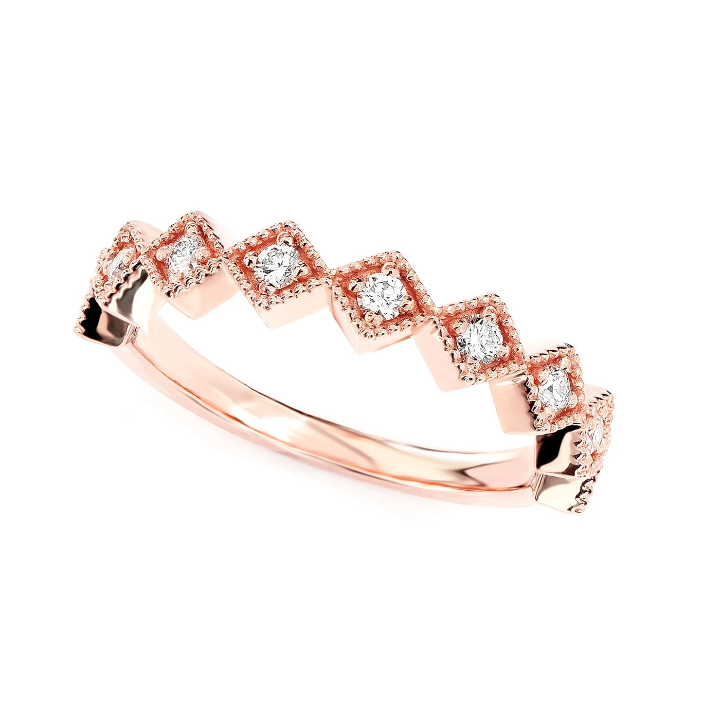 Slim Diamond Stackable Ring in 14K rose gold, detail view