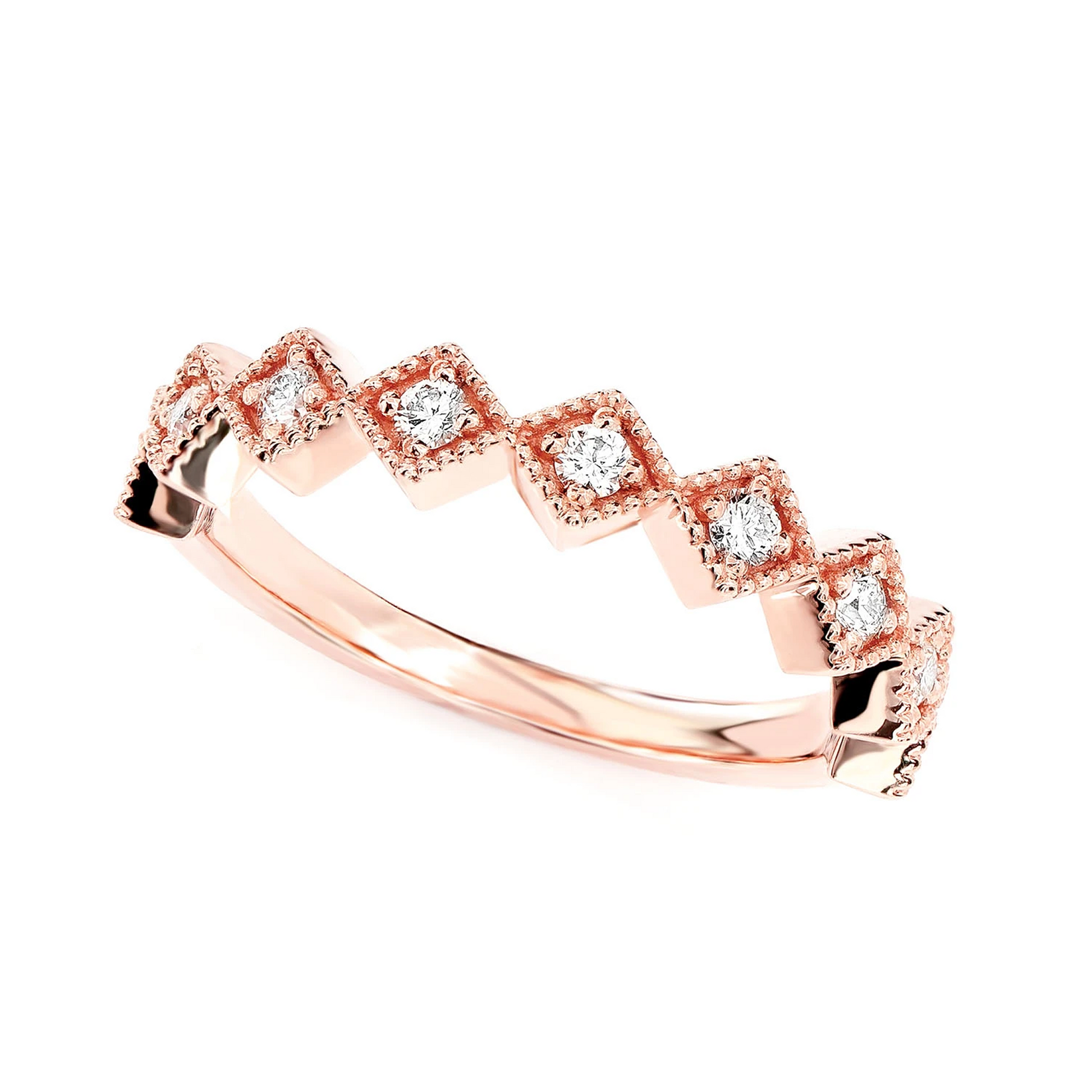 Slim Diamond Stackable Ring in 14K rose gold, detail view