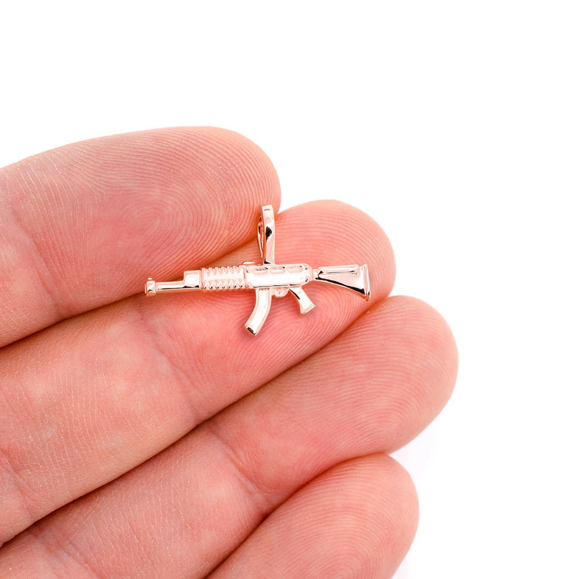 AK47 Draco Diamond Pendant in 14K yellow gold, Solid Gold, angled view