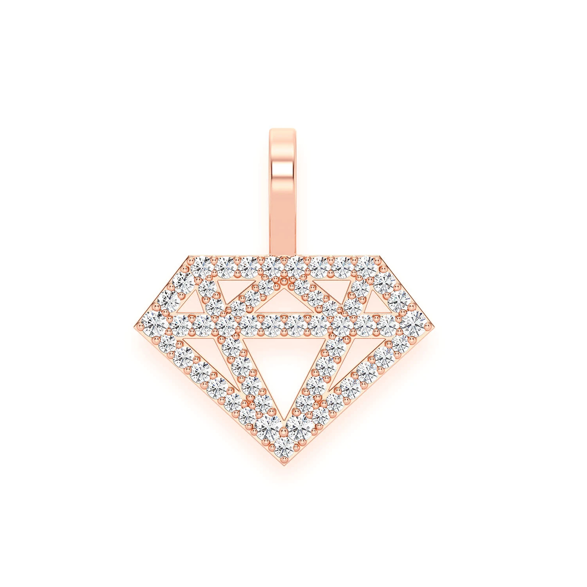 Diamond Silhouette Pendant in 14K rose gold, Signature | 0.35ctw, front view