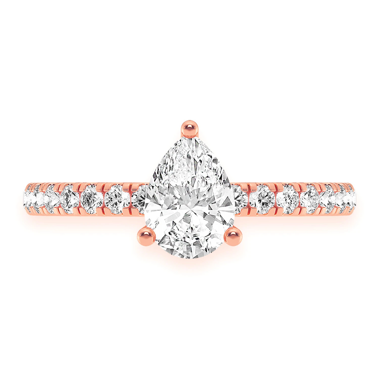 Signature One Row Under Halo Diamond Ring in 14K rose gold, front view