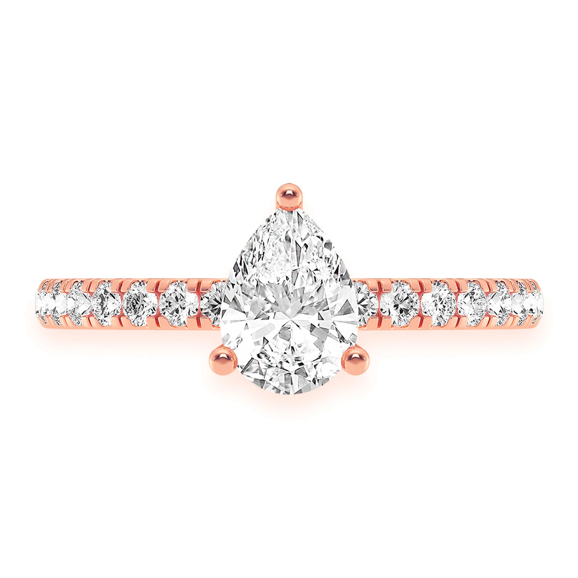 Signature One Row Under Halo Diamond Ring in 14K rose gold, front view