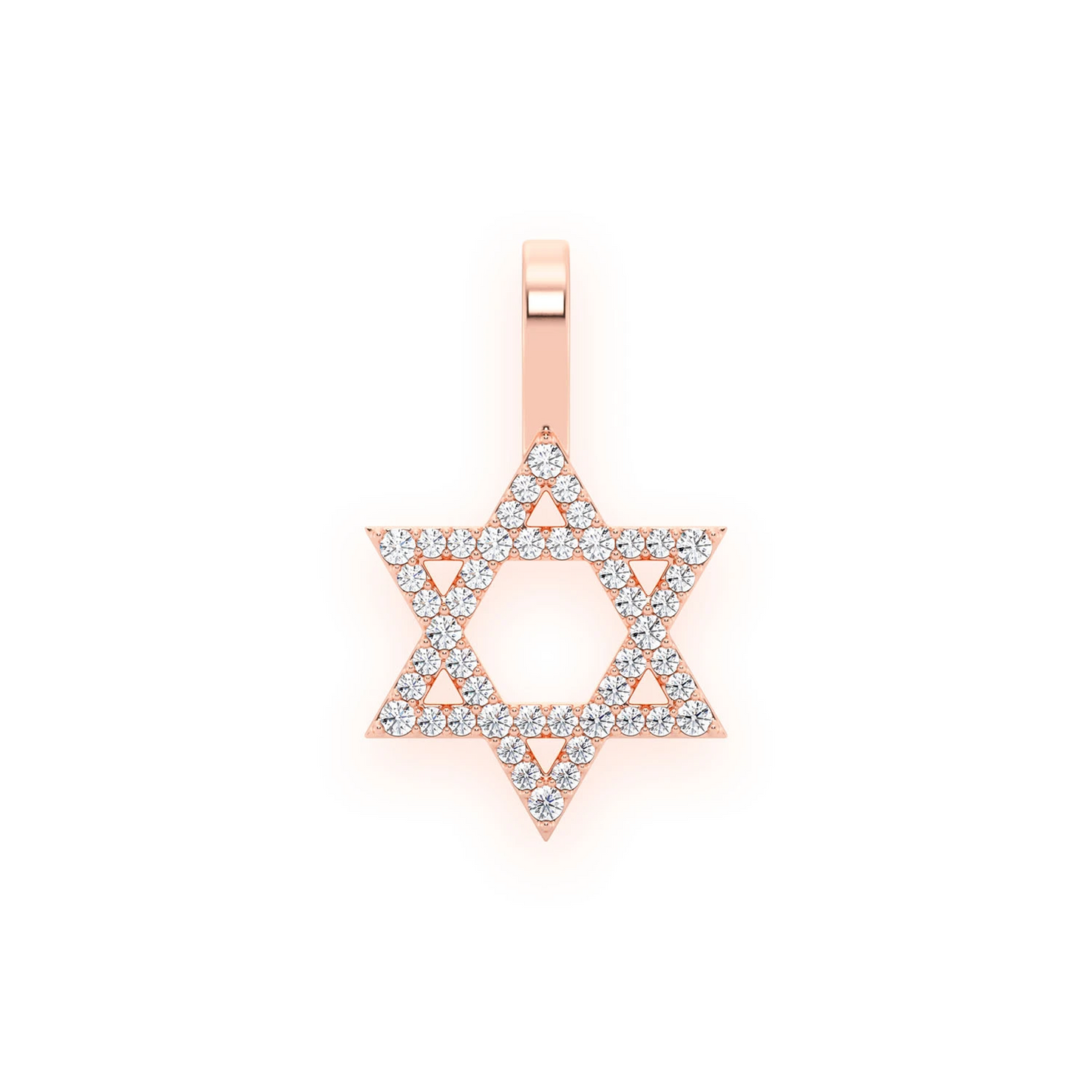 Star of David Diamond Pendant in 14K rose gold, front view