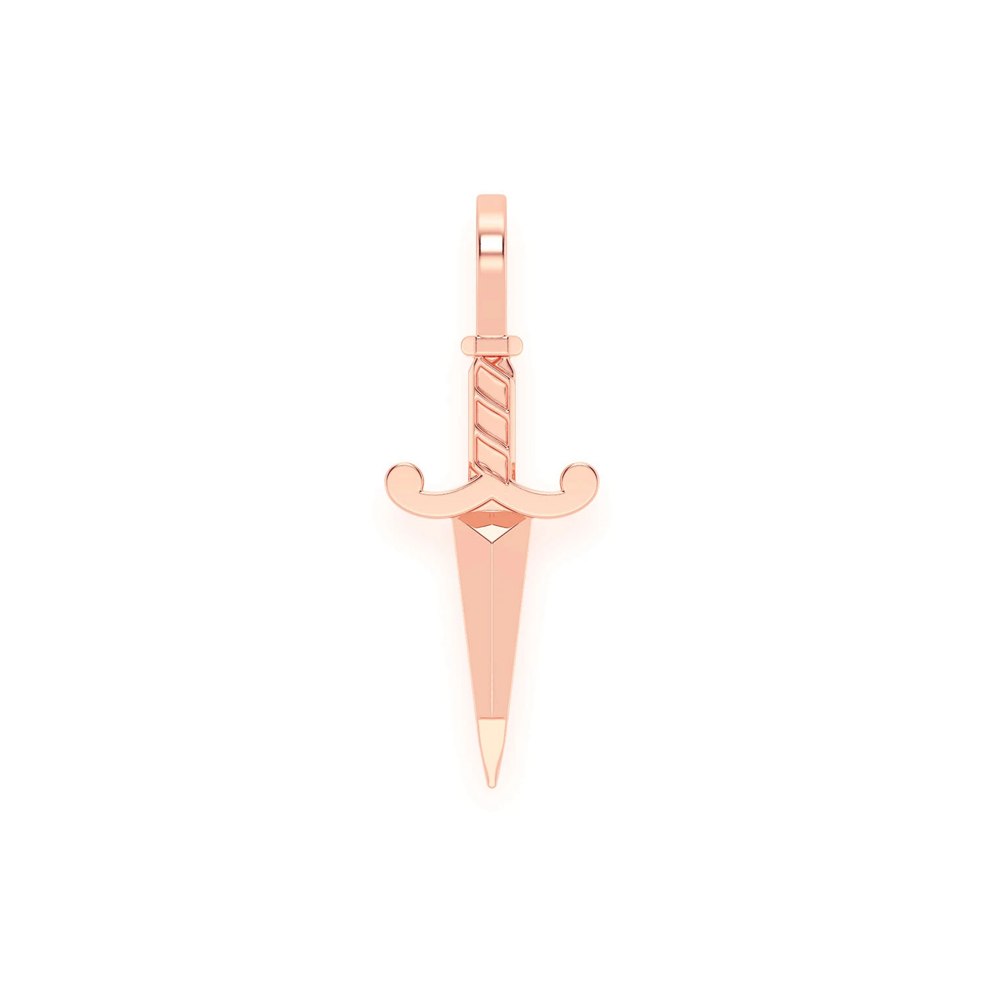 Dagger Pendant in 14K rose gold, Pure | Solid Gold, front view