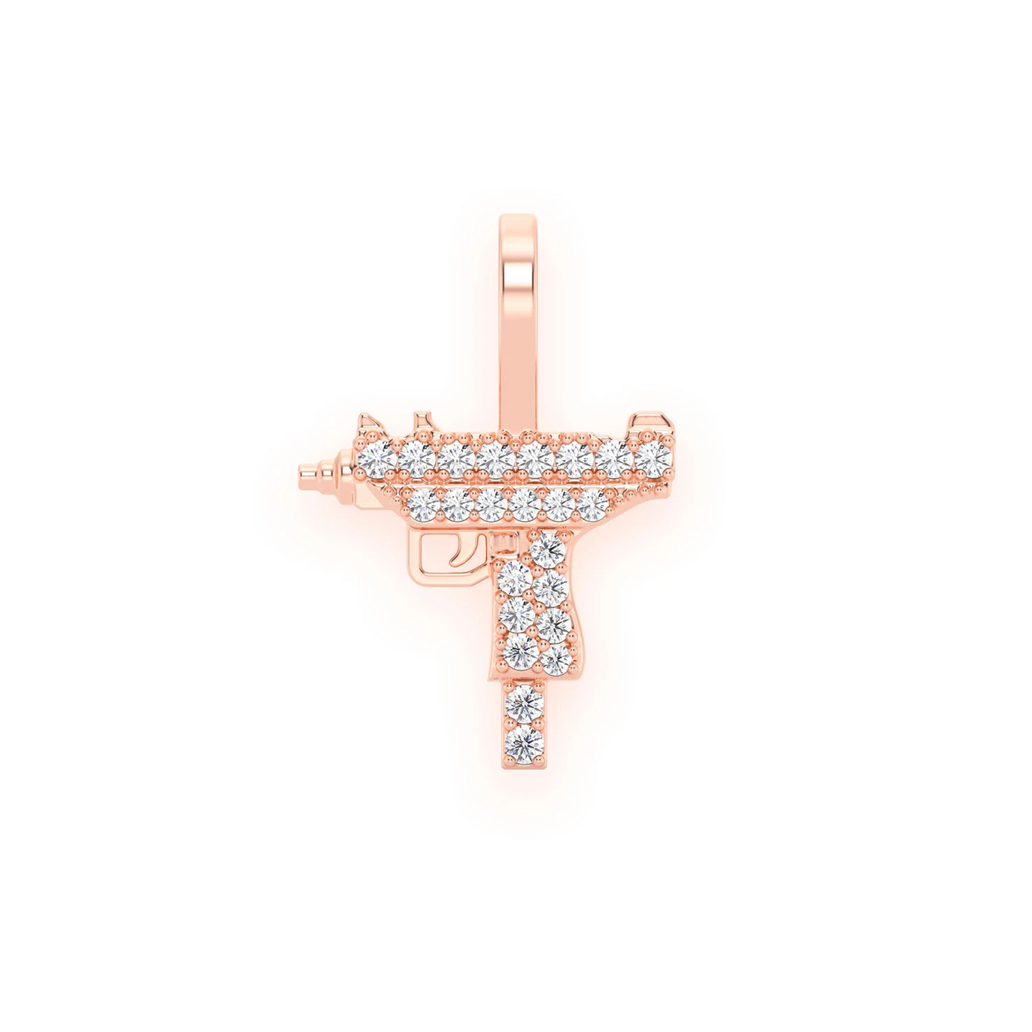 Uzi Diamond Pendant in 14K rose gold, 0.15ctw, front view
