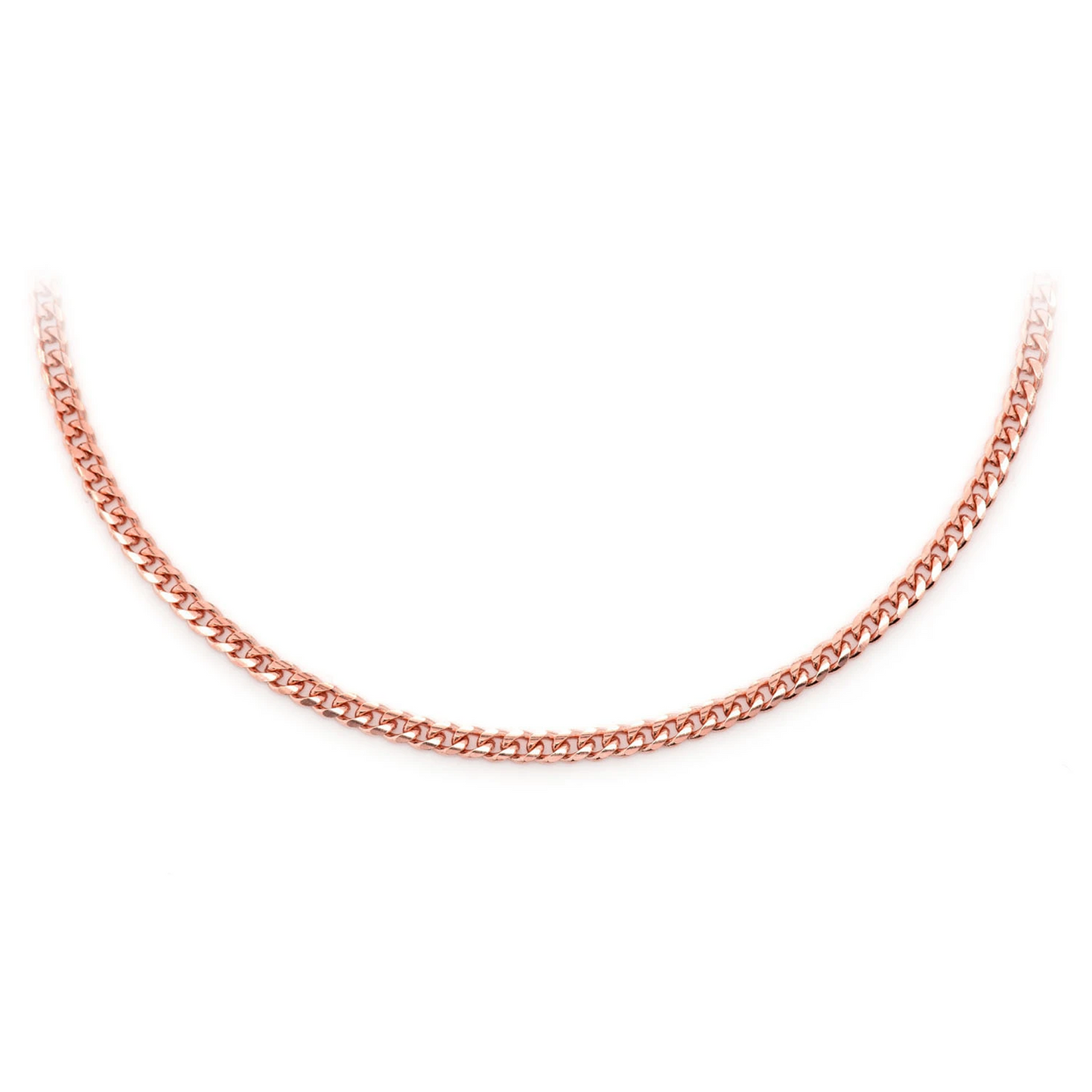 Miami Cuban Gold Chain in 14K rose gold, 2mm width, front view