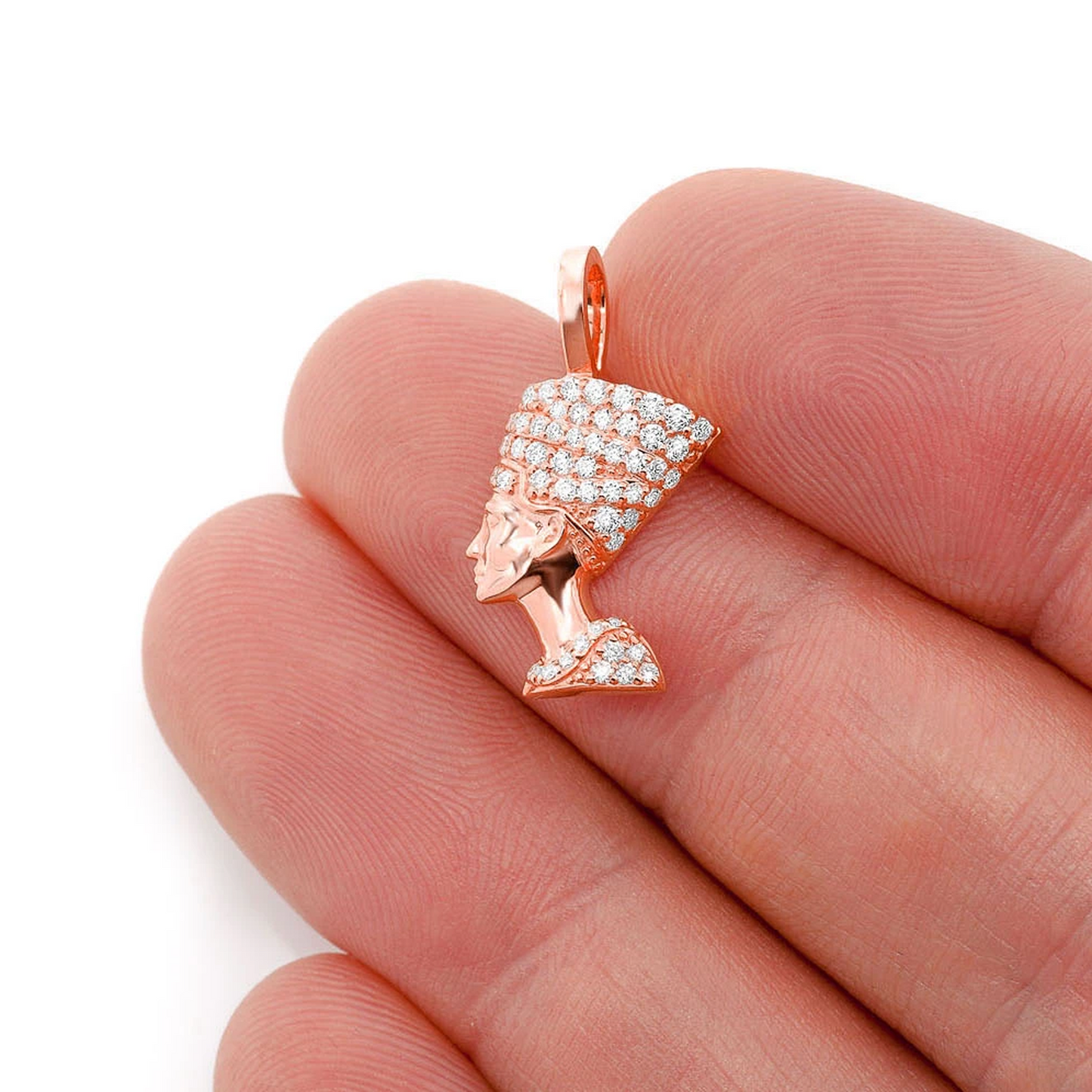 Nefertiti Diamond Pendant in 14K rose gold, angled view