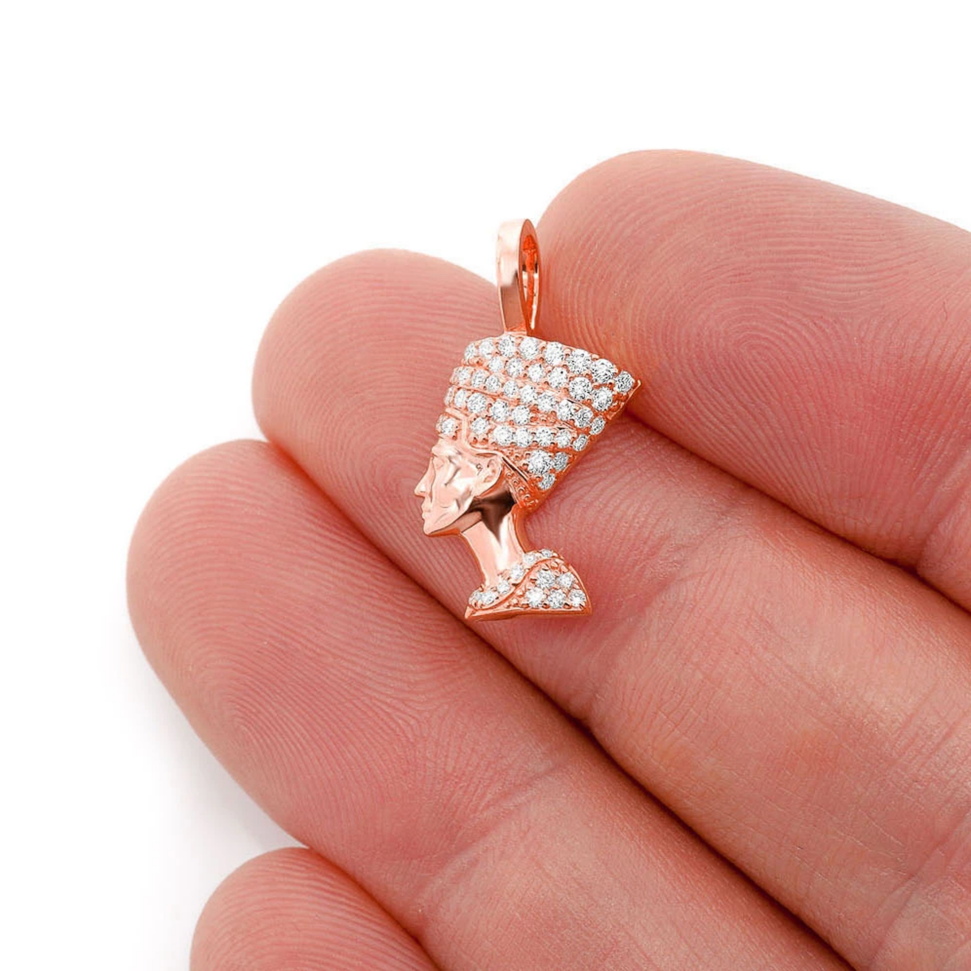 Nefertiti Diamond Pendant in 14K rose gold, angled view