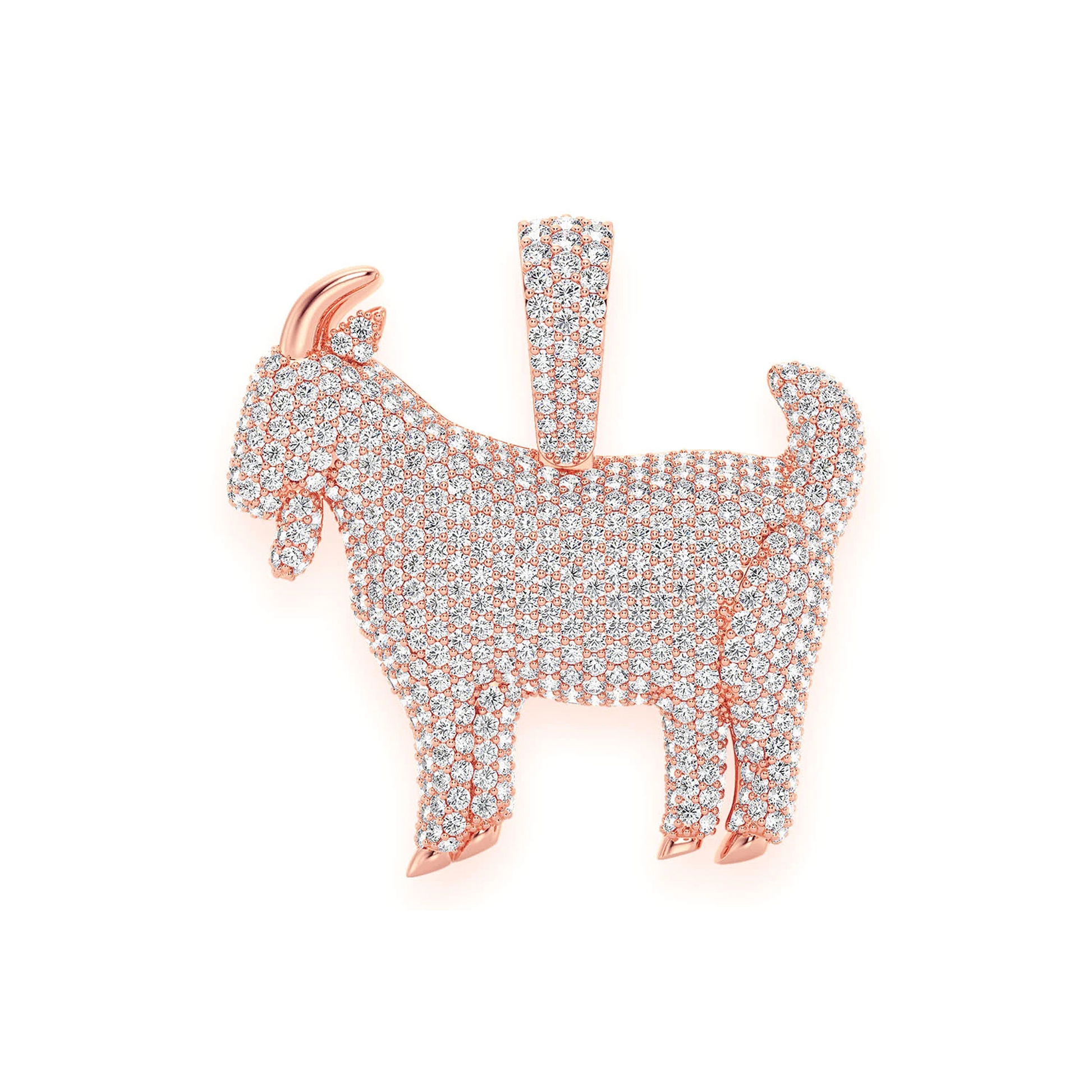 Goat Diamond Pendant in 14K rose gold, Statement | 3.75ctw, front view