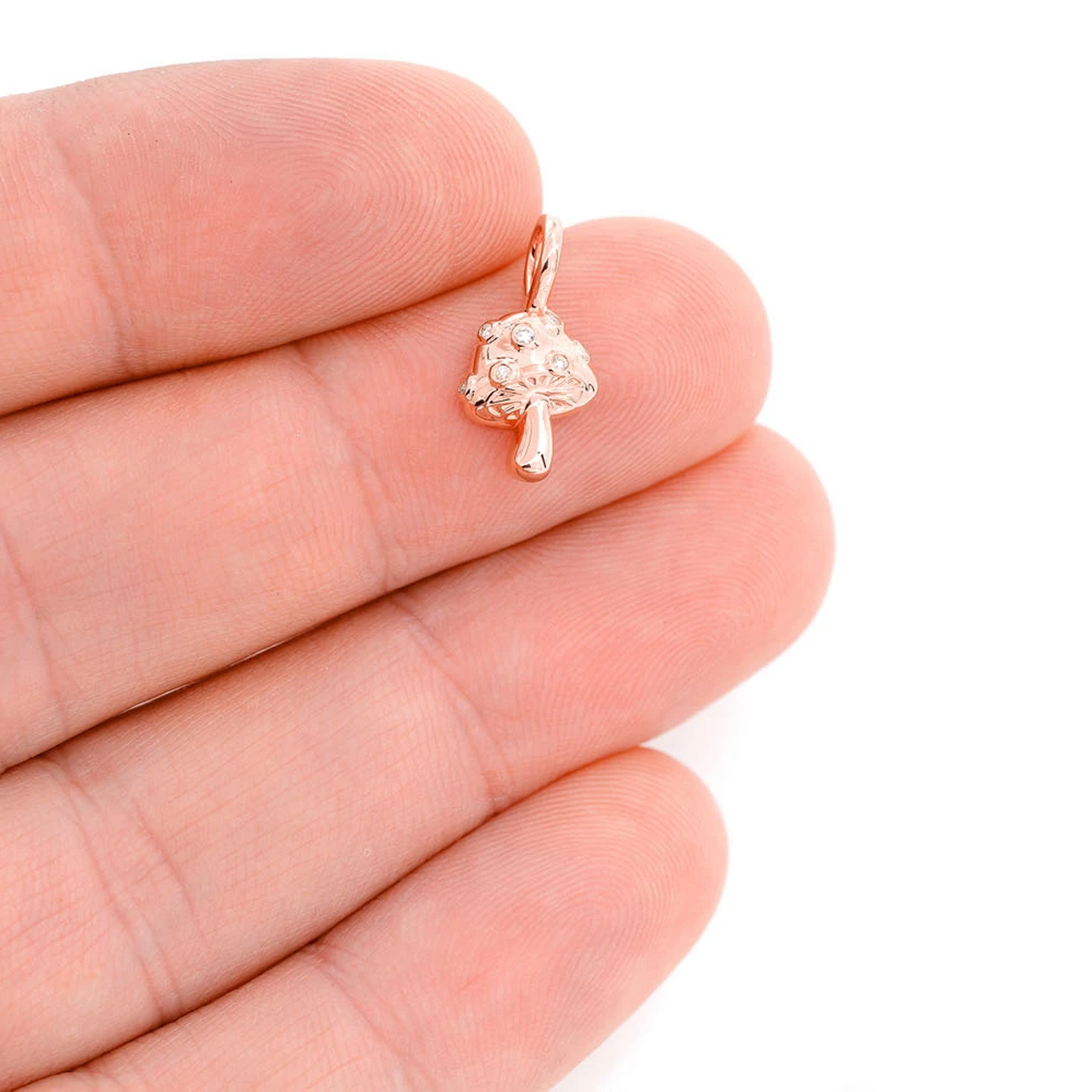 Mushroom Diamond Pendant in 14K rose gold, alternate view