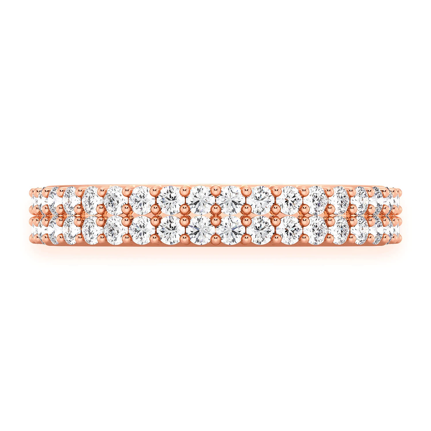 Two Row Band Ring in 14K rose gold, front view
