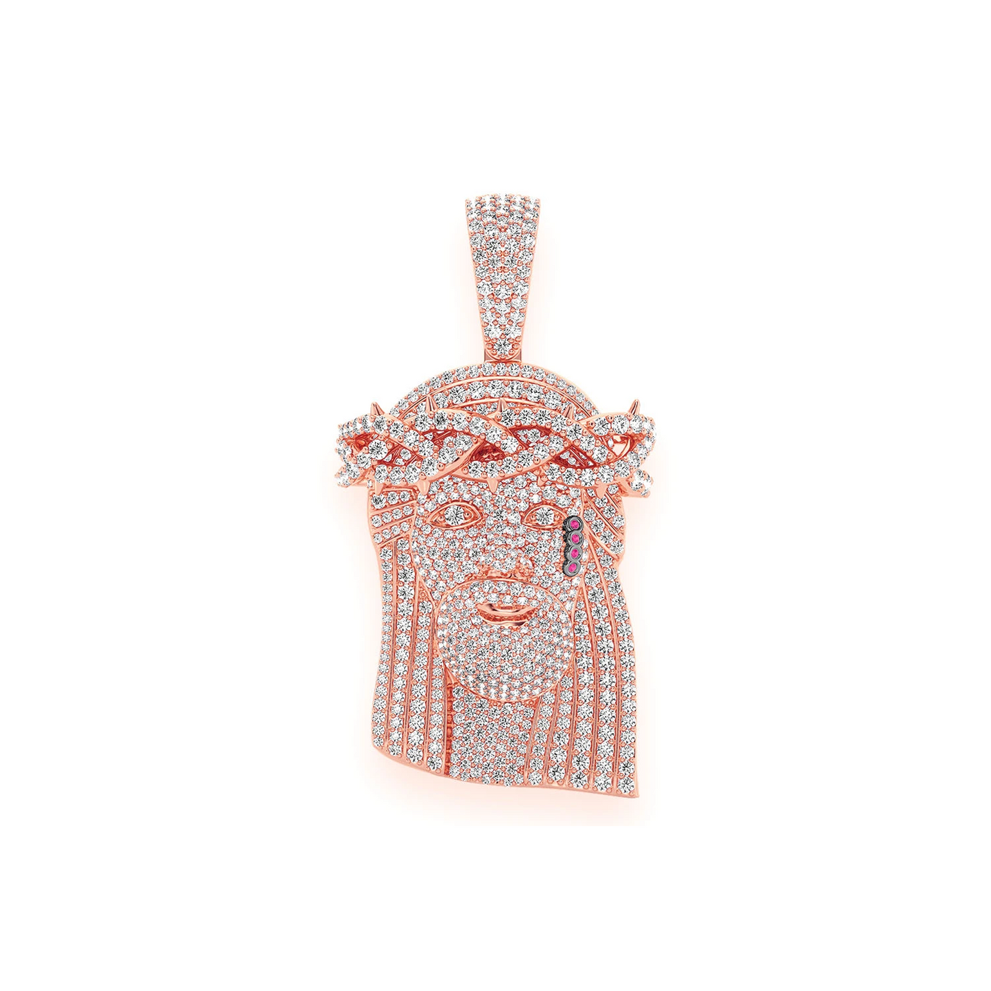Icebox Pavé Jesus Piece in 14K rose gold, 5.25ctw, front view
