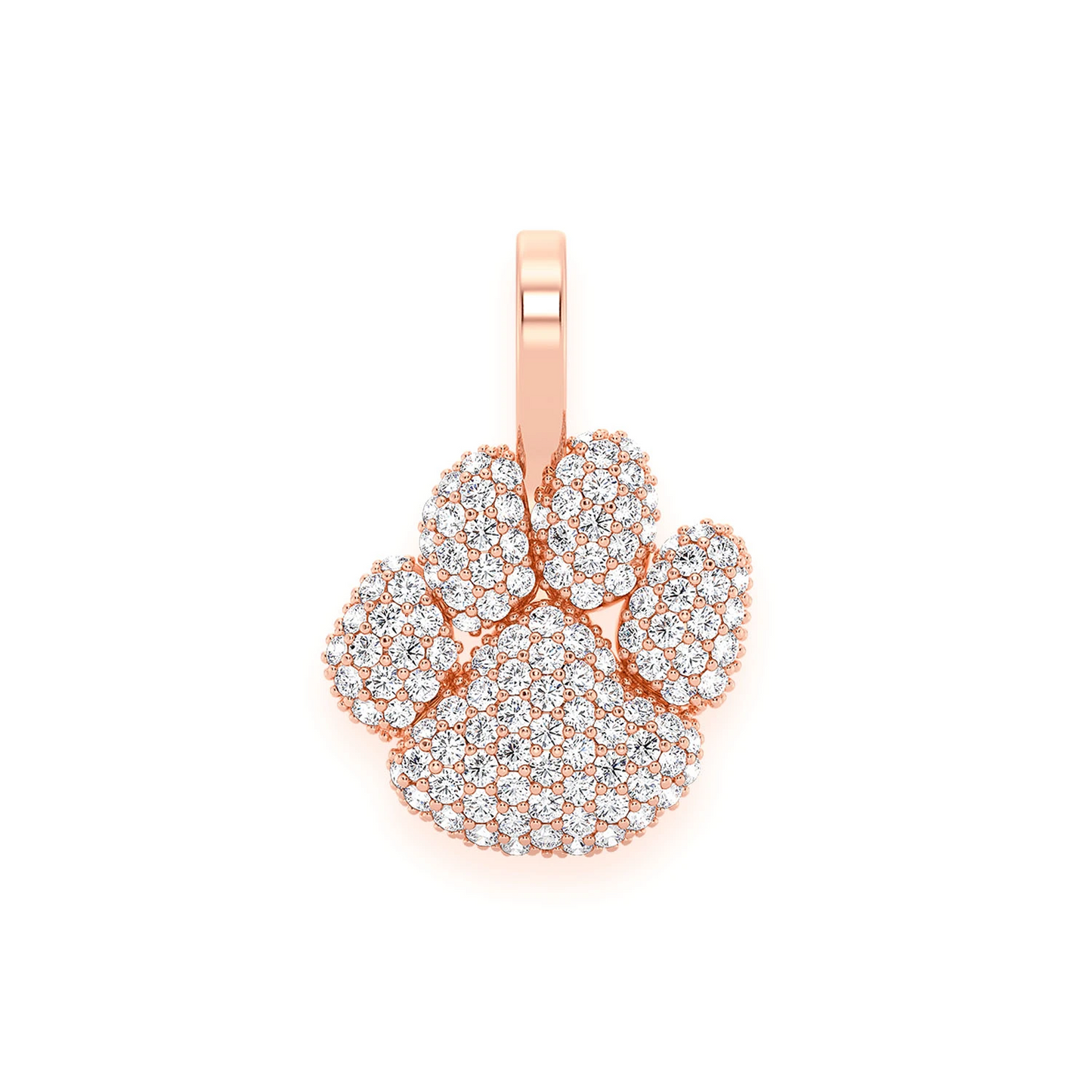 Dog Paw Diamond Pendant in 14K rose gold, front view