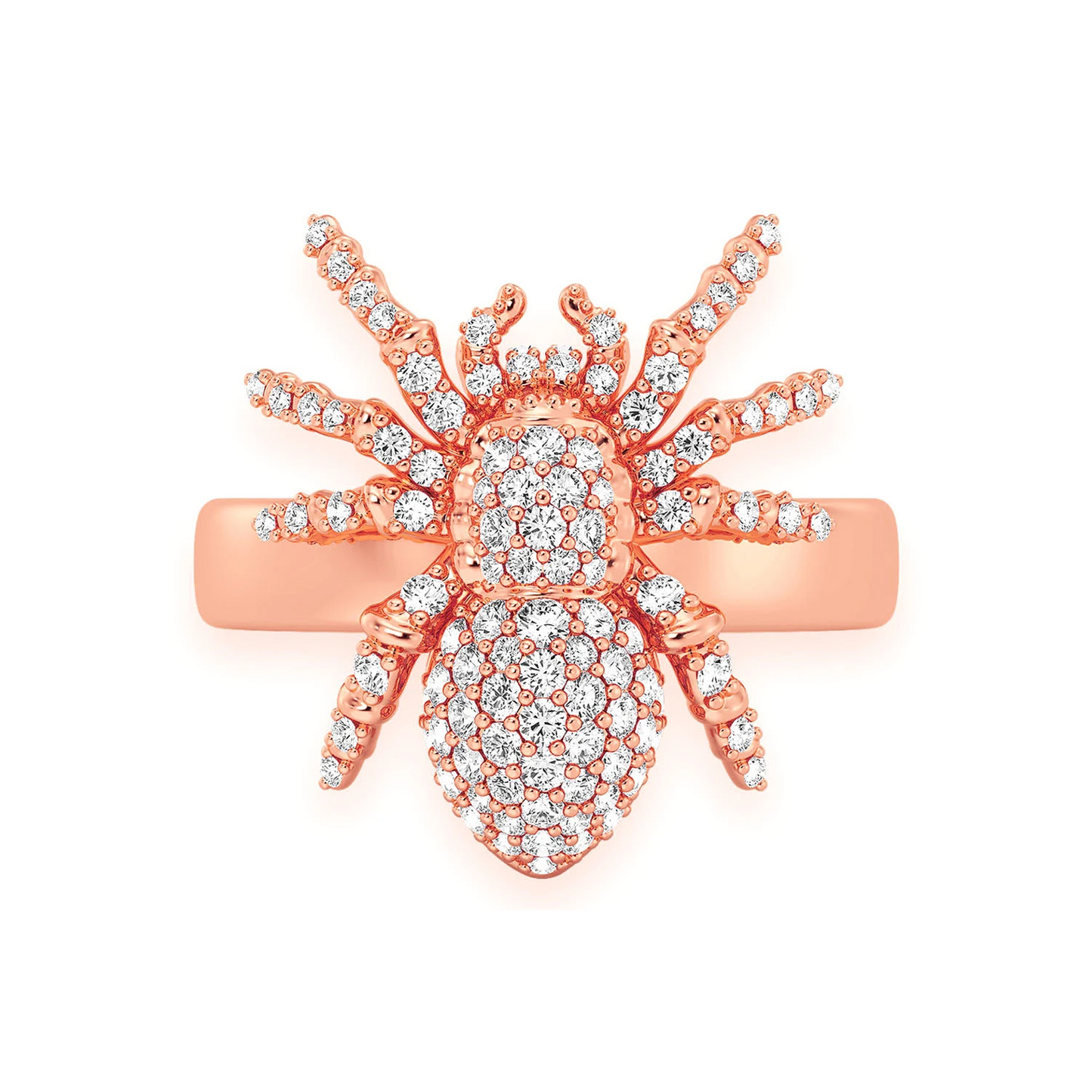 Spider Diamond Ring in 14K rose gold, front view