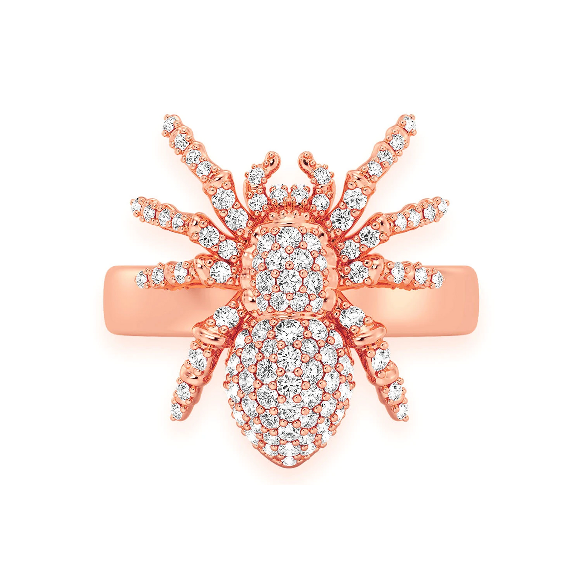 Spider Diamond Ring in 14K rose gold, front view
