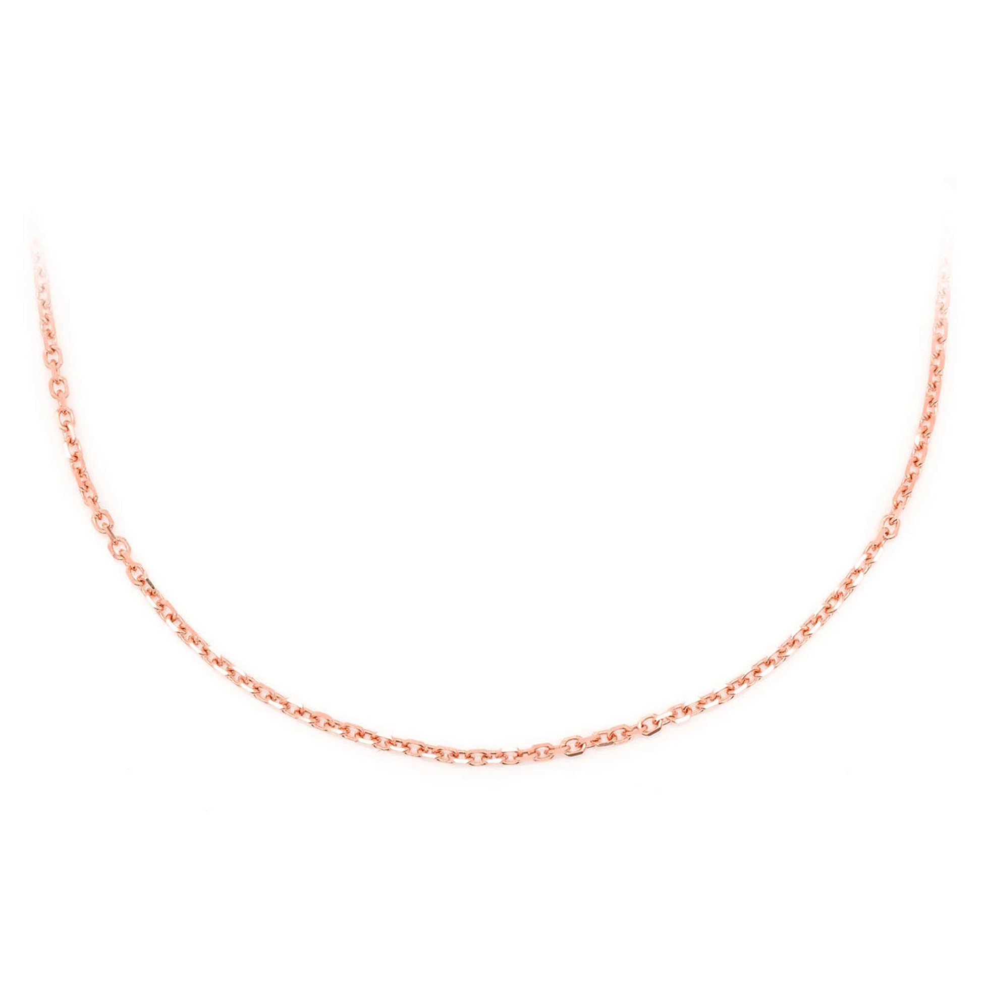 Rolo Gold Chain in 14K rose gold, 1mm width, front view