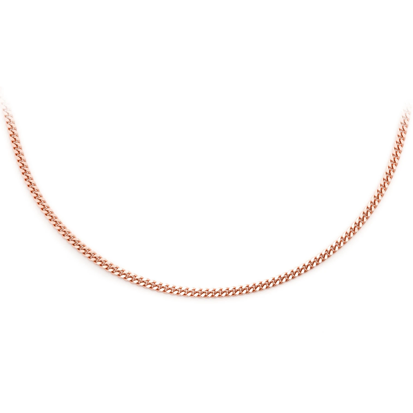 Miami Cuban Gold Chain in 14K rose gold, 1.5mm width, front view