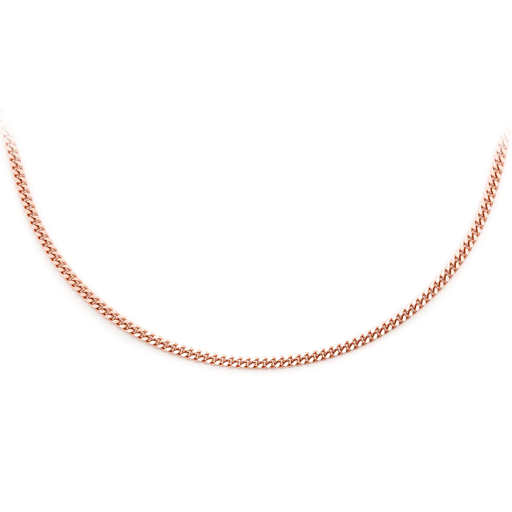 Miami Cuban Gold Chain in 14K rose gold, 1.5mm width, front view