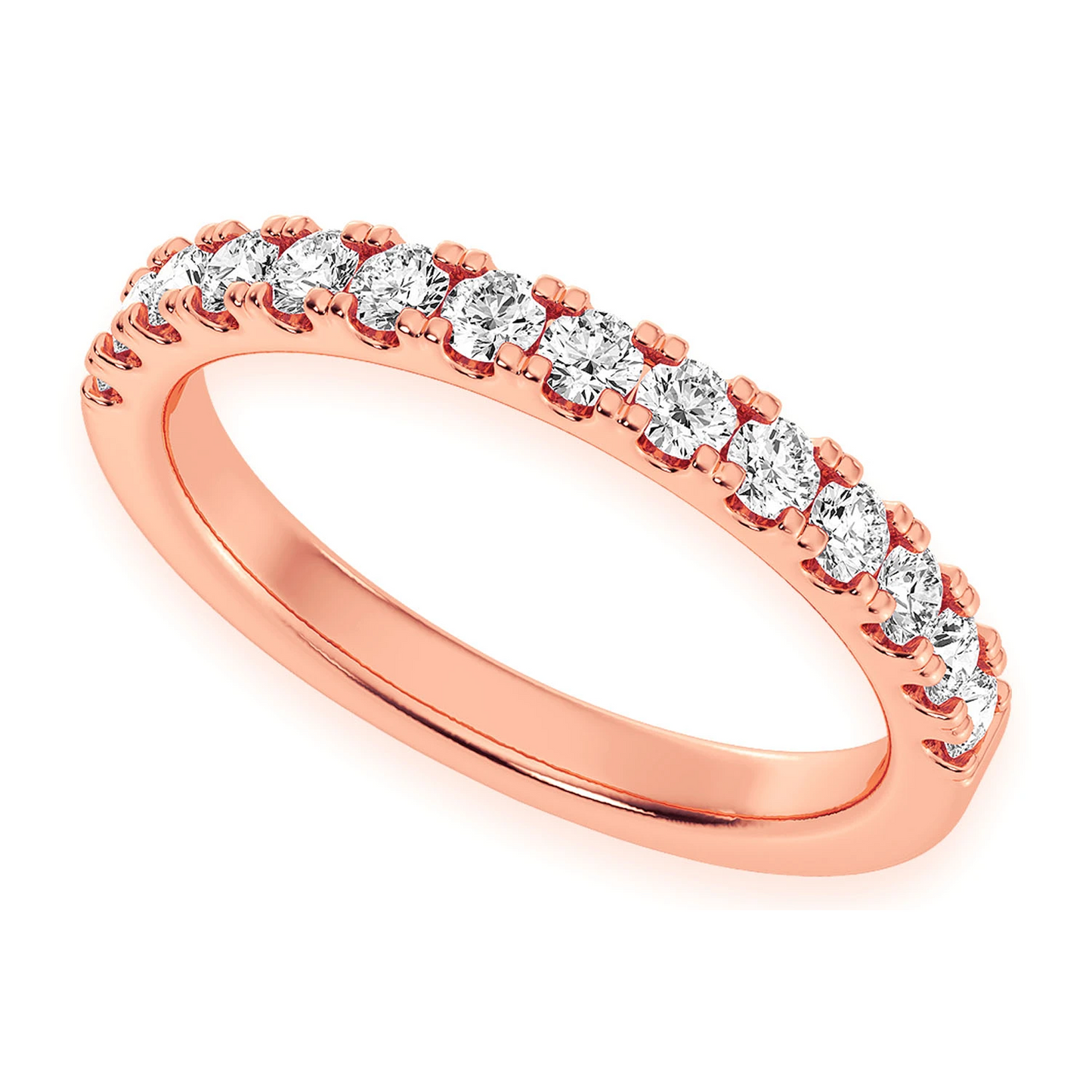Extra Wide Single Row Band Ring in 14K rose gold, front view