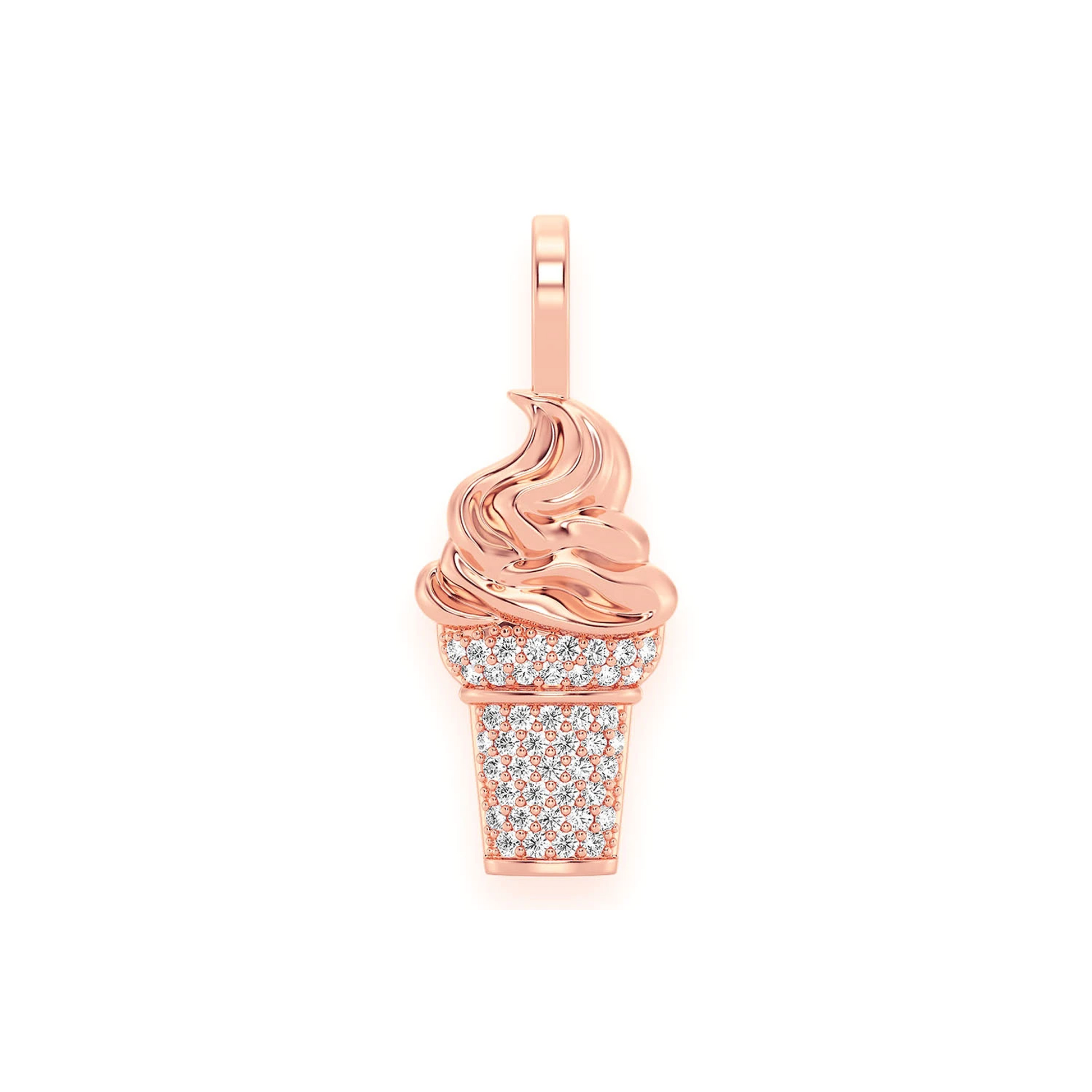 Ice Cream Diamond Pendant in 14K rose gold, front view