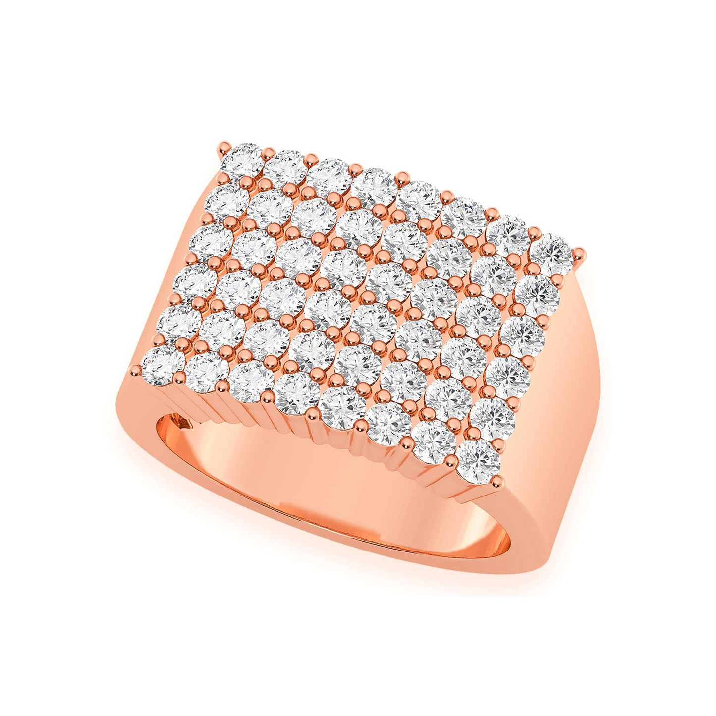 Curved Rectangle Diamond Ring in 14K rose gold, angled view