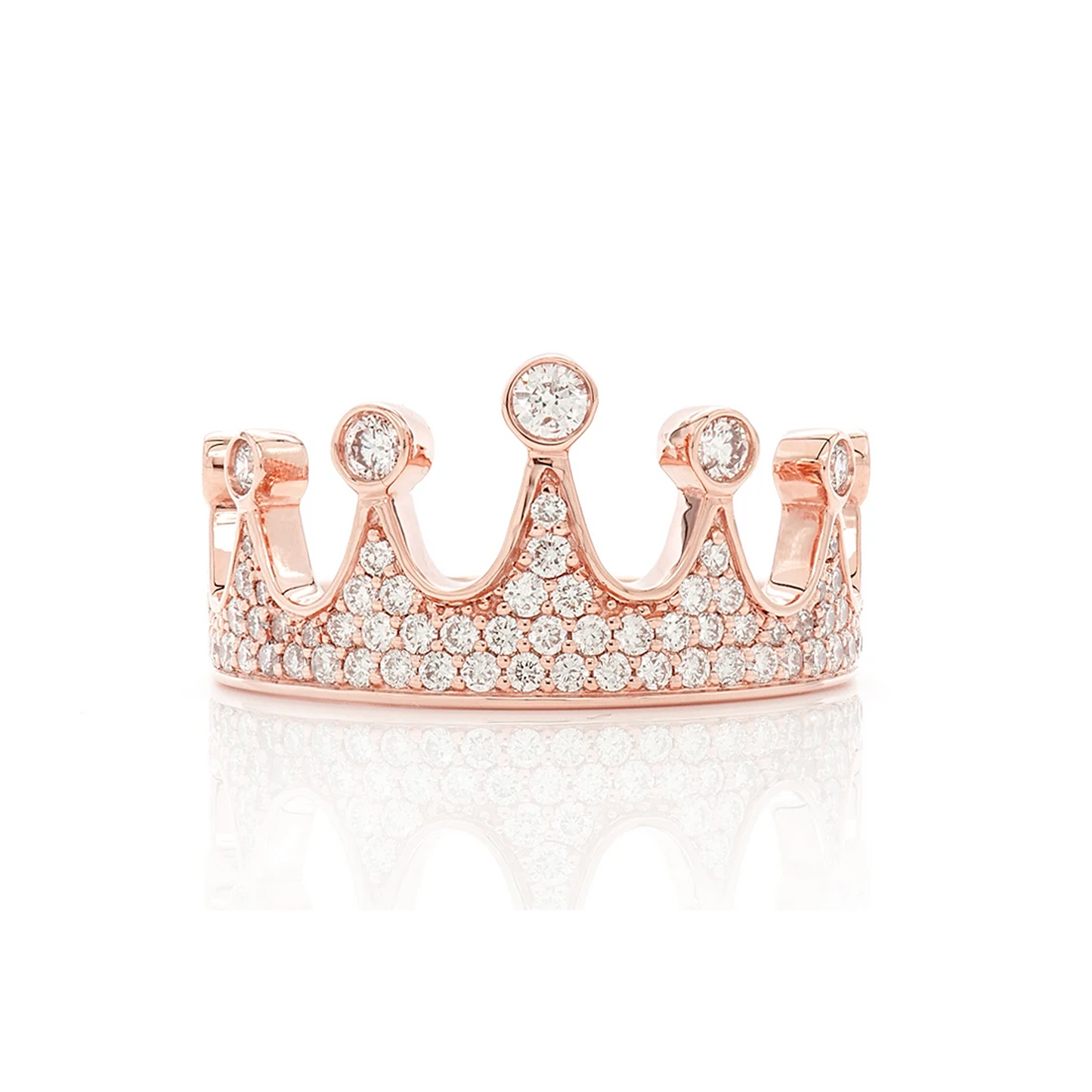 Crown Diamond Ring in 14K rose gold, front view
